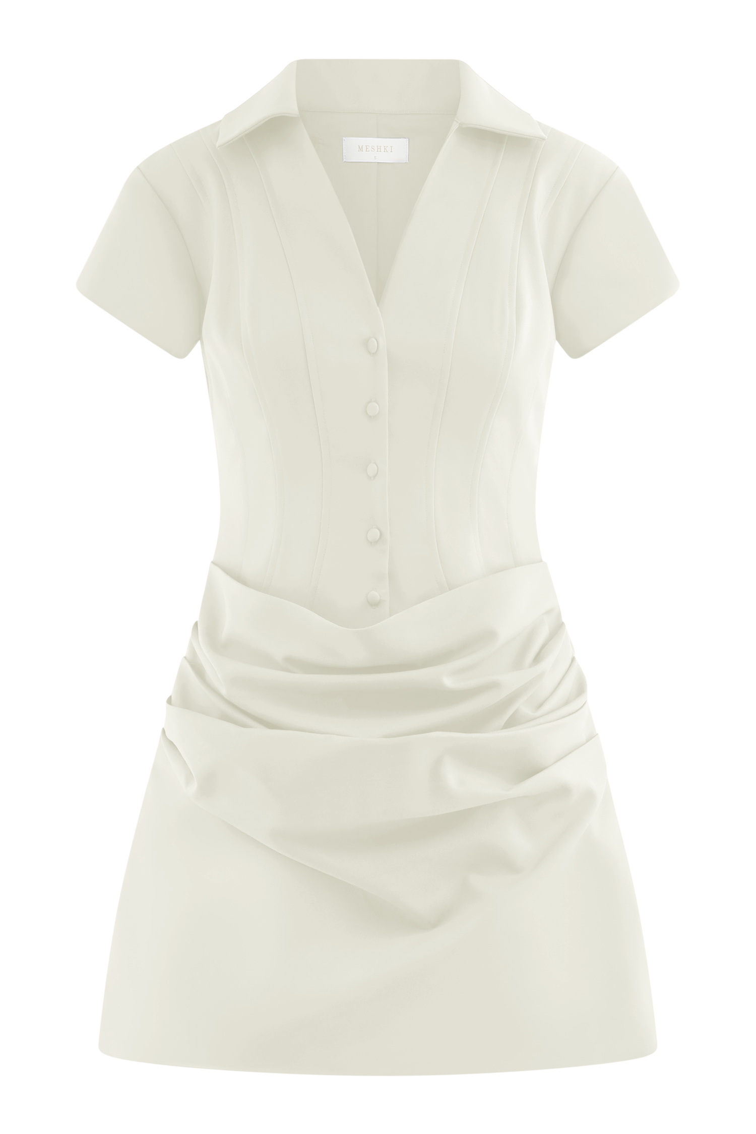 Tarryn Collared Cotton Mini Dress / White | MESHKI