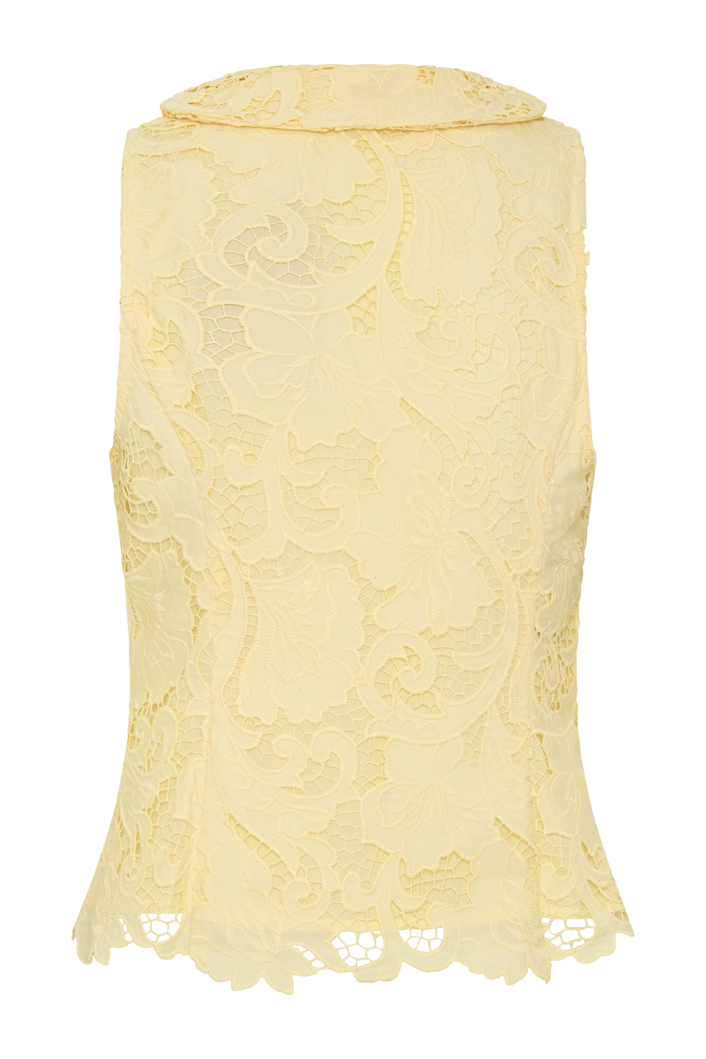 Tessa Broderie Tie Front Sleeveless Top - Lemon