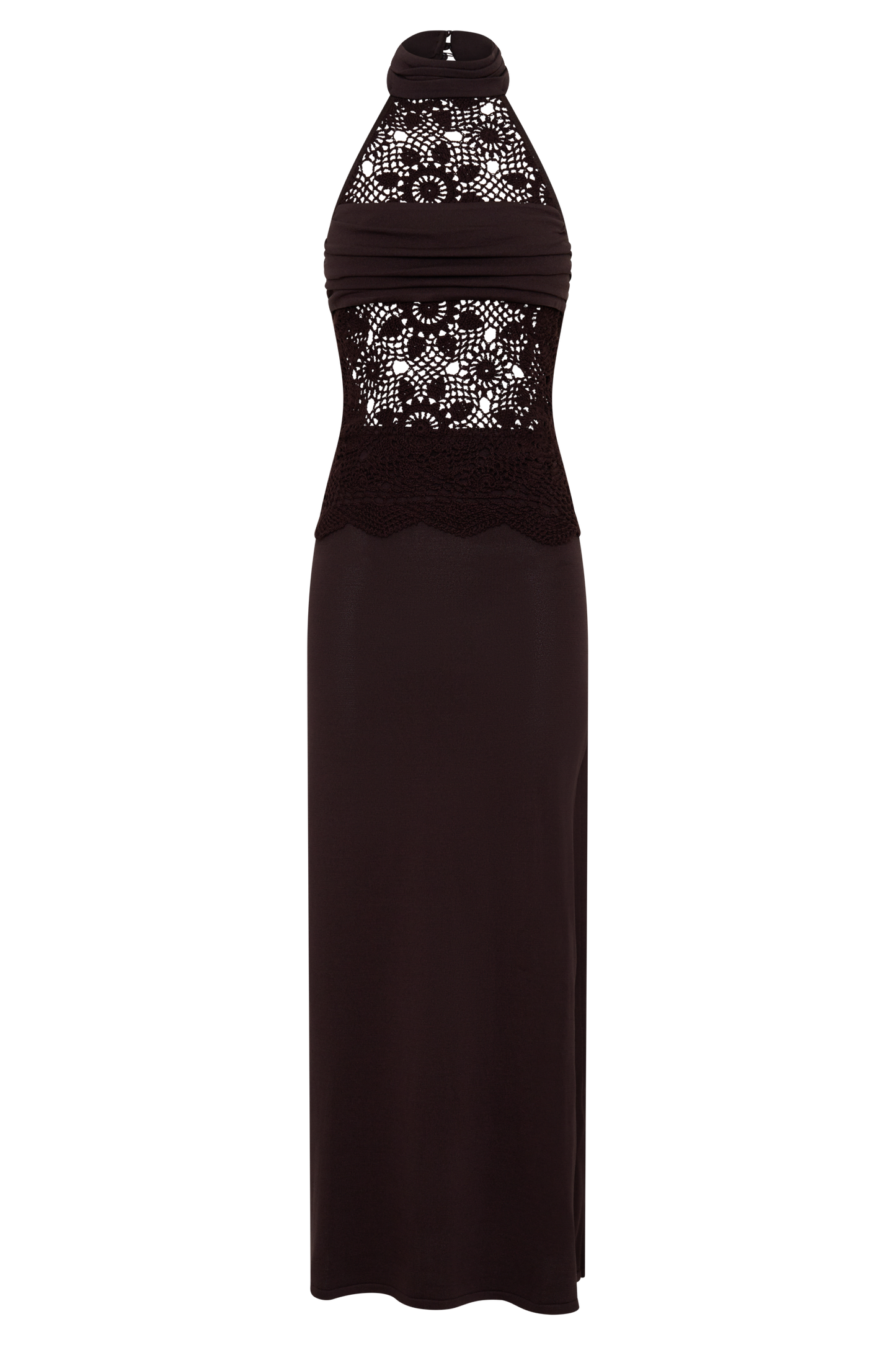 Tessie Knit & Crochet Maxi Dress - Dark Chocolate