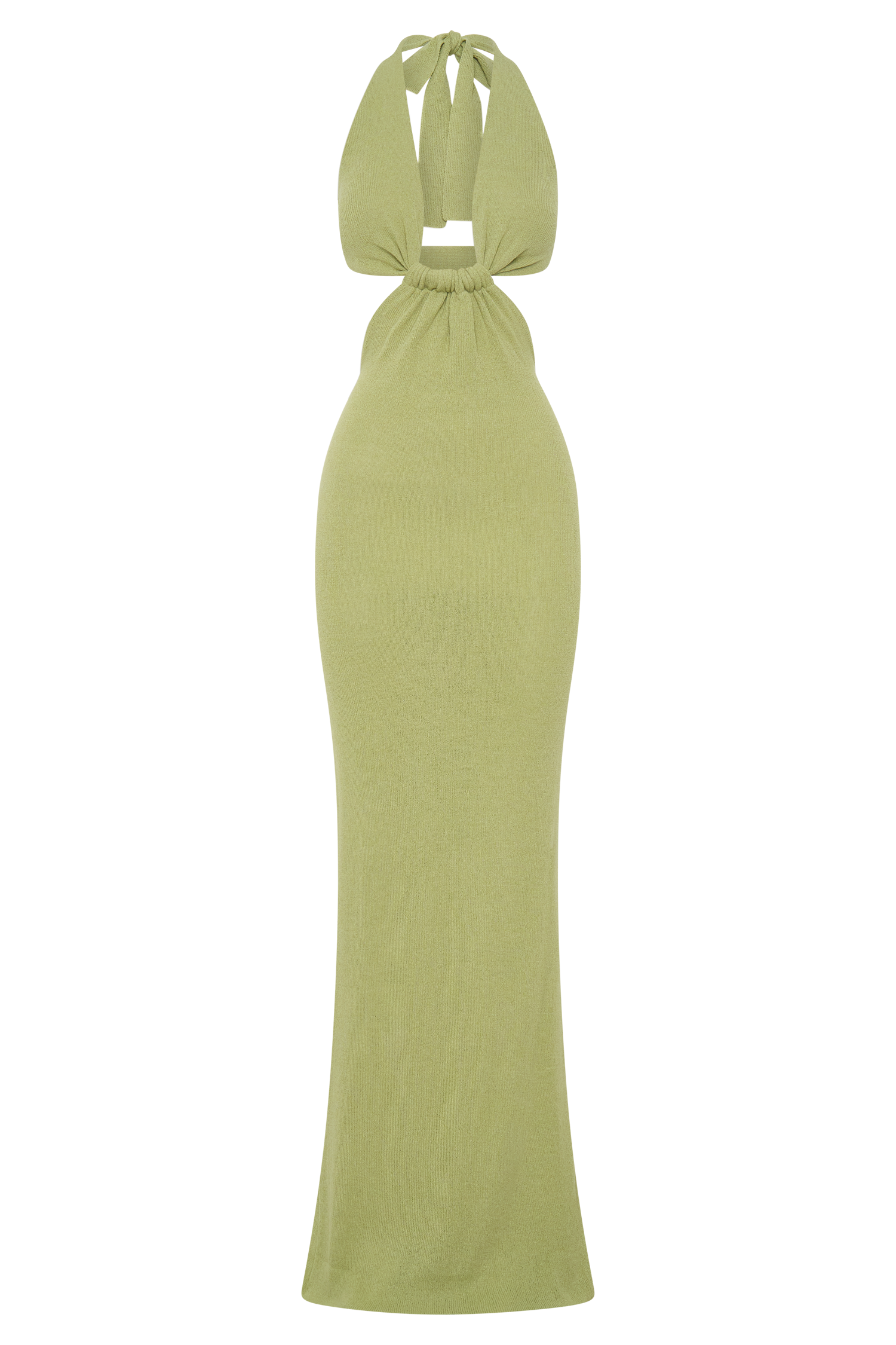 Theresea Halter Knit Maxi Dress - Light Olive | MESHKI US Theresea Halter Knit Maxi Dress - Light Olive | MESHKI US