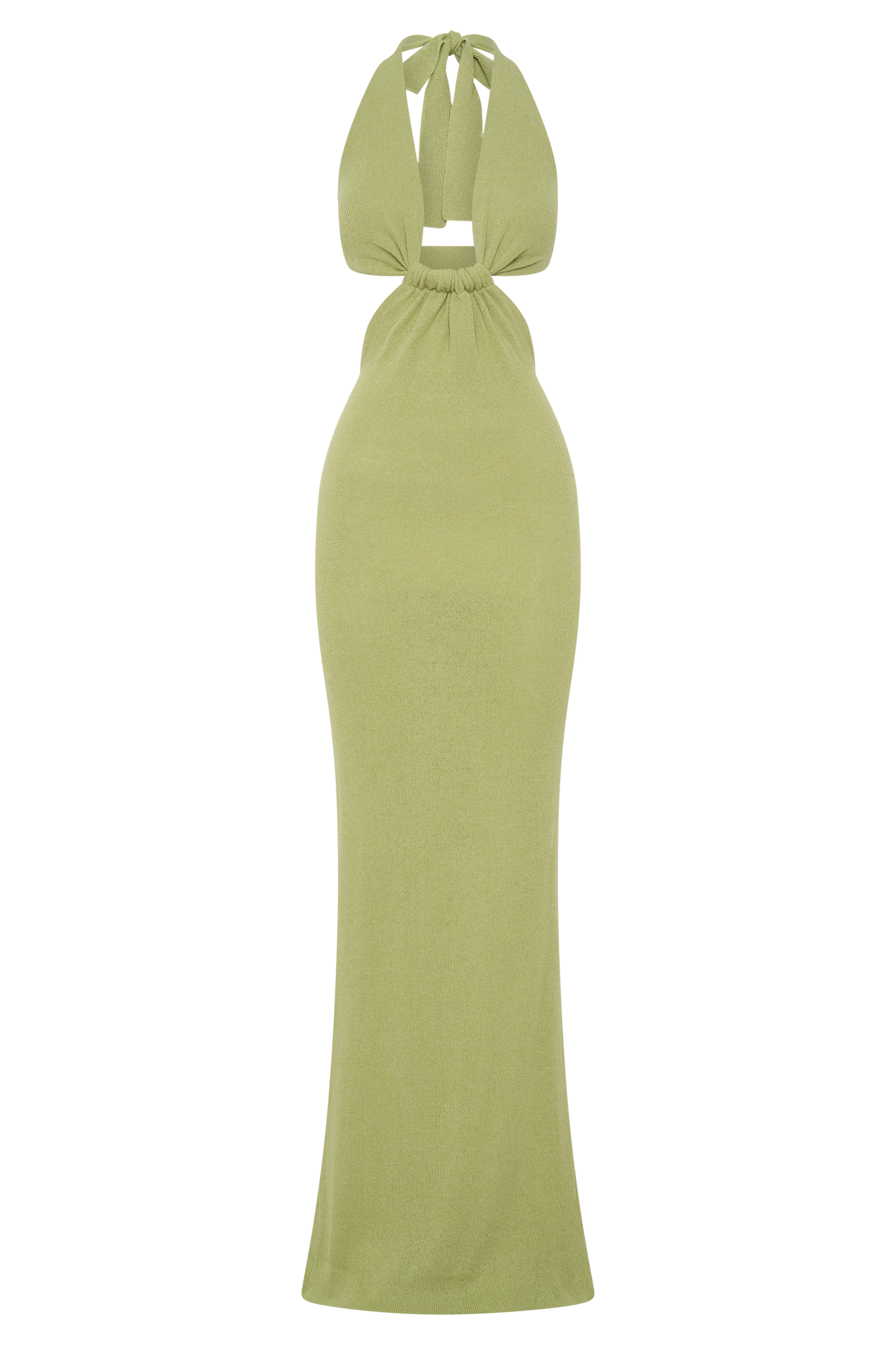 Theresea Halter Knit Maxi Dress - Light Olive