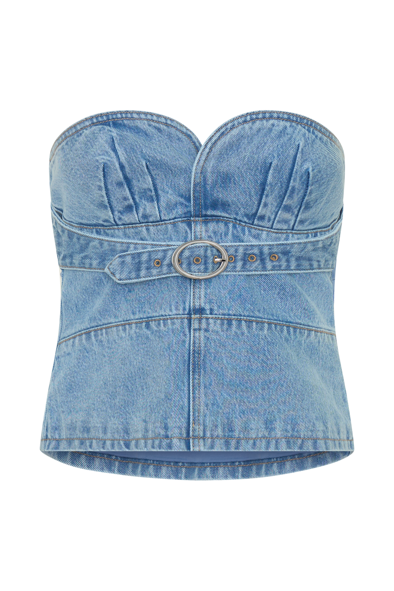 Tommy Strapless Denim Top With Buckle - Classic Blue #10