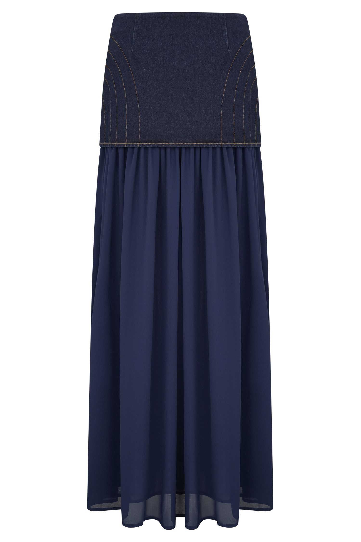 Tully Chiffon Denim Maxi Skirt - Indigo Blue #7