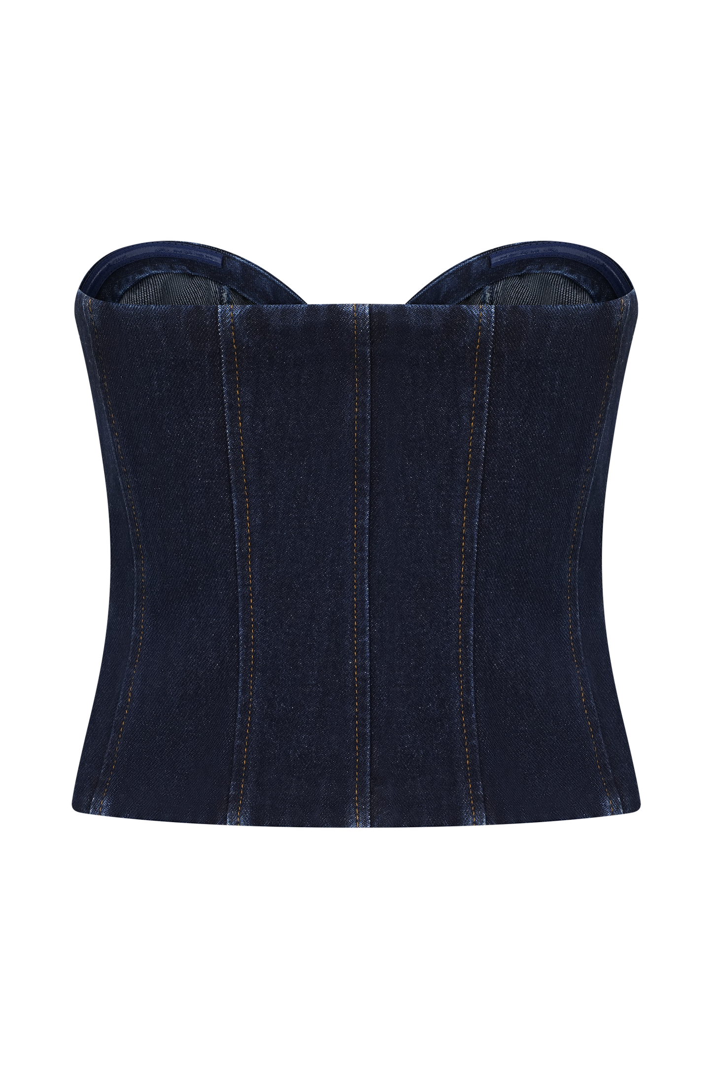 Tully Strapless Topstitch Denim Top - Indigo Blue