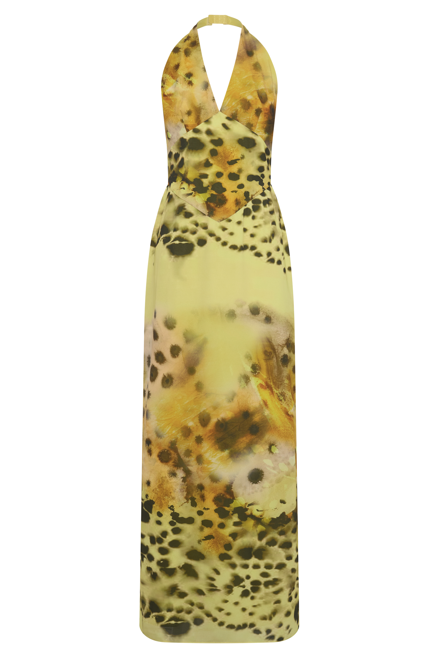 Valentina Chiffon Halter Maxi Dress - Yellow Floral Leopard Print #3