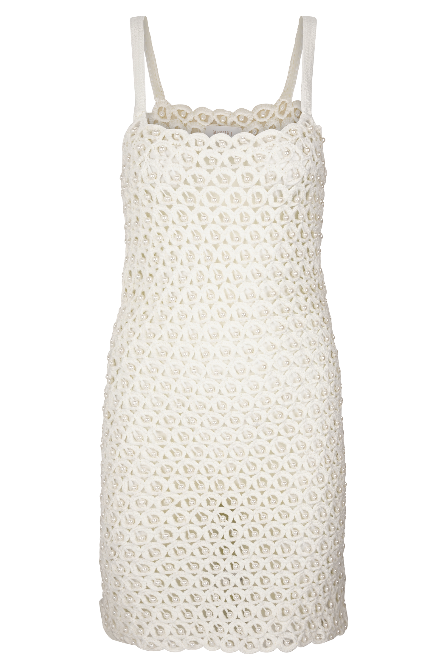 Vanessa Hand Crochet Pearl Mini Dress - Ivory | MESHKI US Vanessa Hand Crochet Pearl Mini Dress - Ivory | MESHKI US