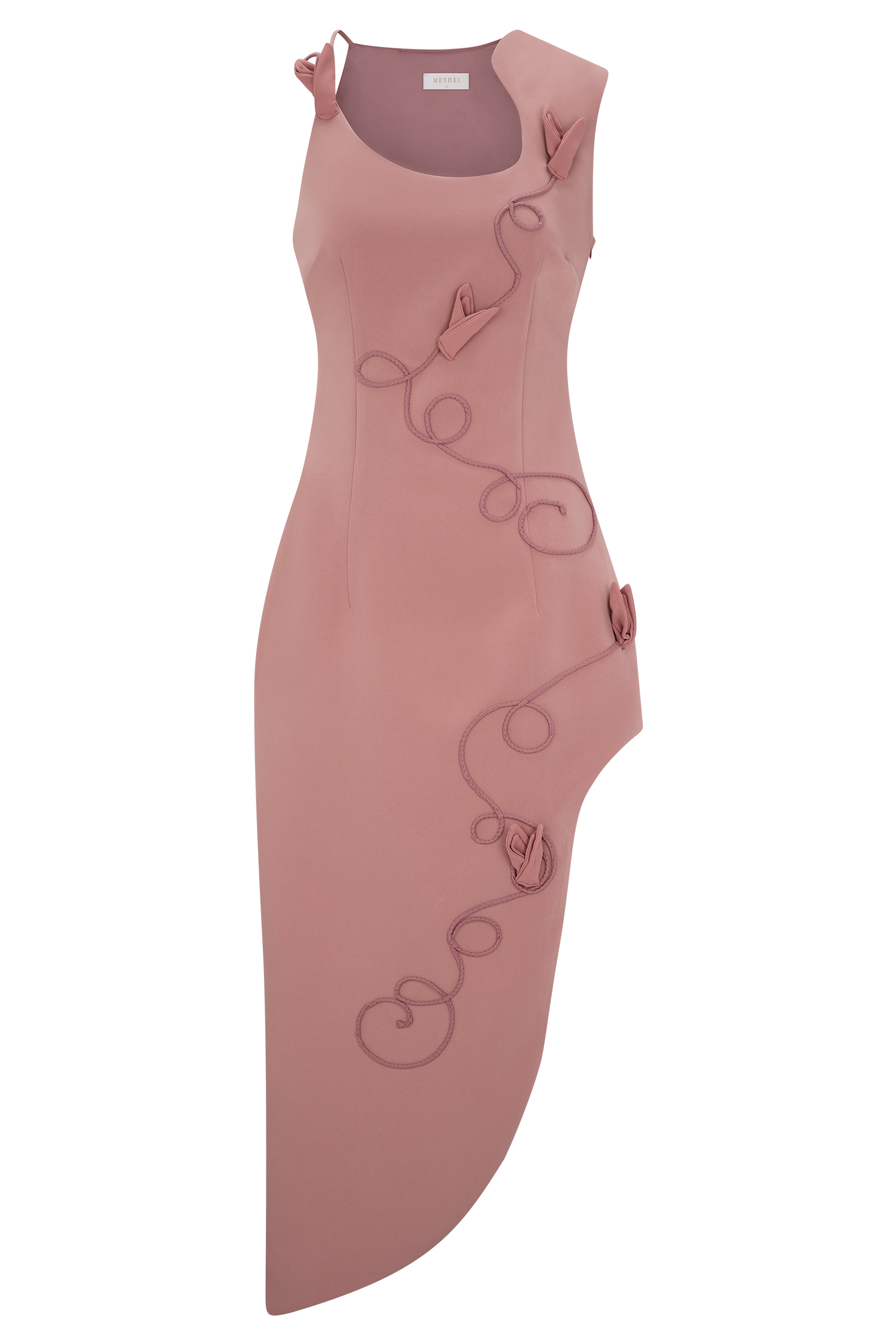 Virginia Suiting Embroidered Midi Dress / Burnt Rose | Meshki | XXS Virginia Suiting Embroidered Midi Dress / Burnt Rose | Meshki | XXS