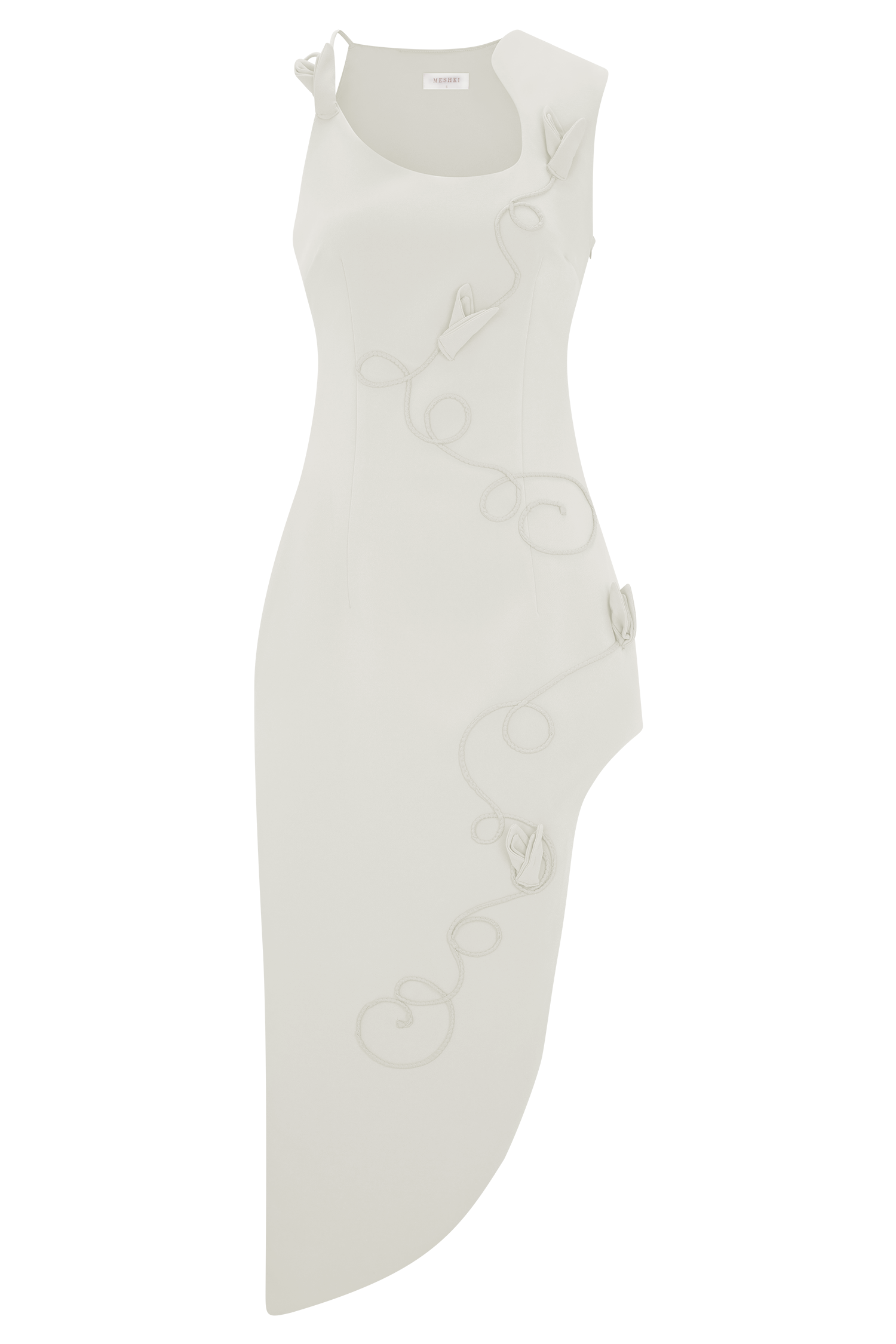 Virginia Suiting Embroidered Midi Dress - White | MESHKI US Virginia Suiting Embroidered Midi Dress - White | MESHKI US