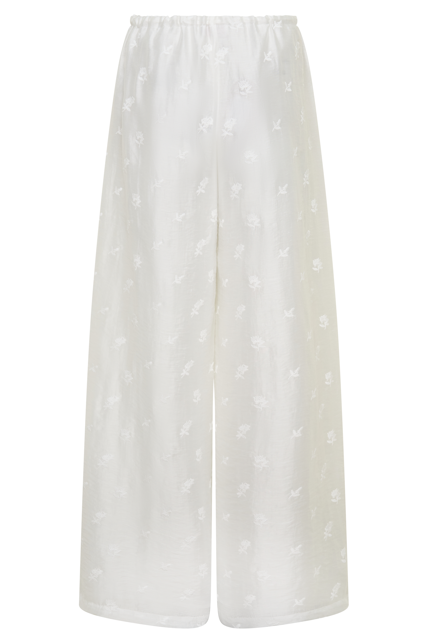 Vivian Tie Waist Embroidered Pant - White #7