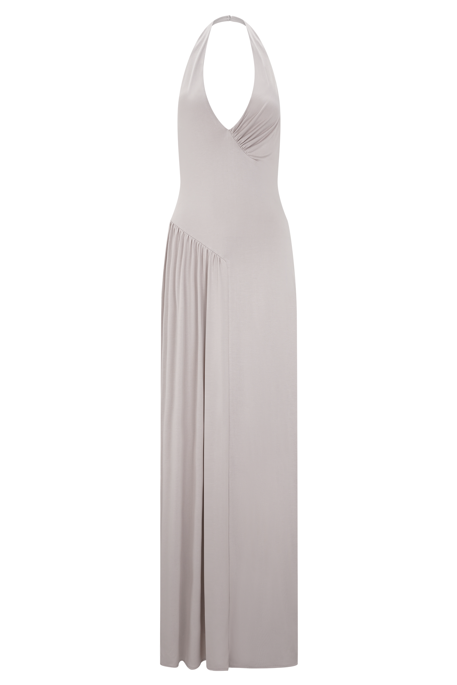 Yelena Ruched Halter Maxi Dress - Taupe | MESHKI US Yelena Ruched Halter Maxi Dress - Taupe | MESHKI US
