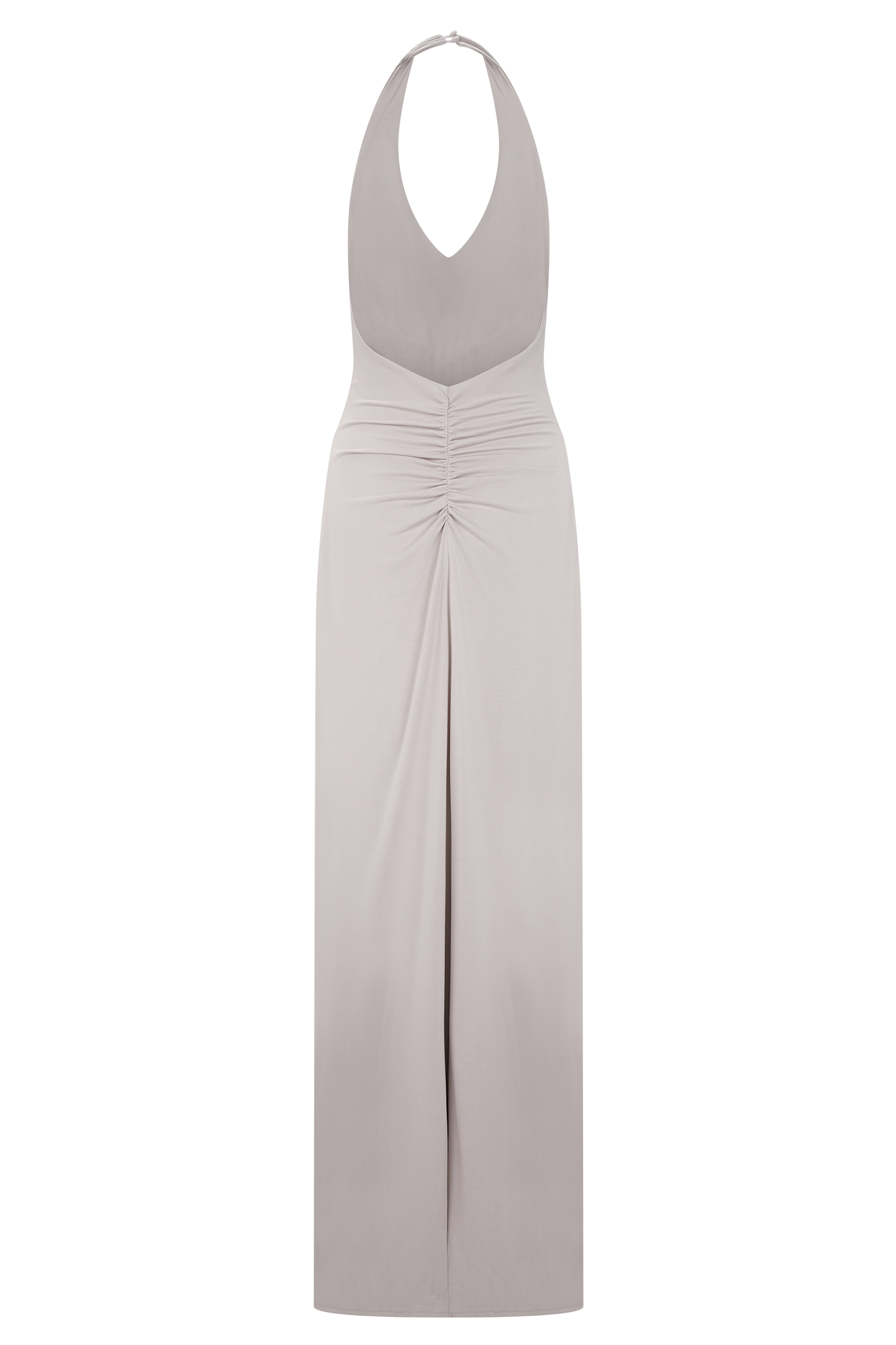 Yelena Ruched Halter Maxi Dress - Taupe | MESHKI US Yelena Ruched Halter Maxi Dress - Taupe | MESHKI US