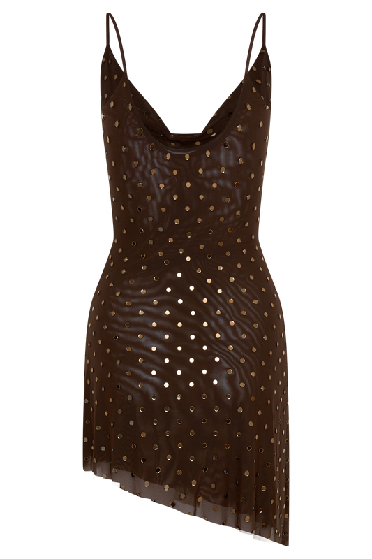 nude polkadot mesh frill bodycon dress NUDE POLKA DOT MESH FRILL BODYCON DRESS
