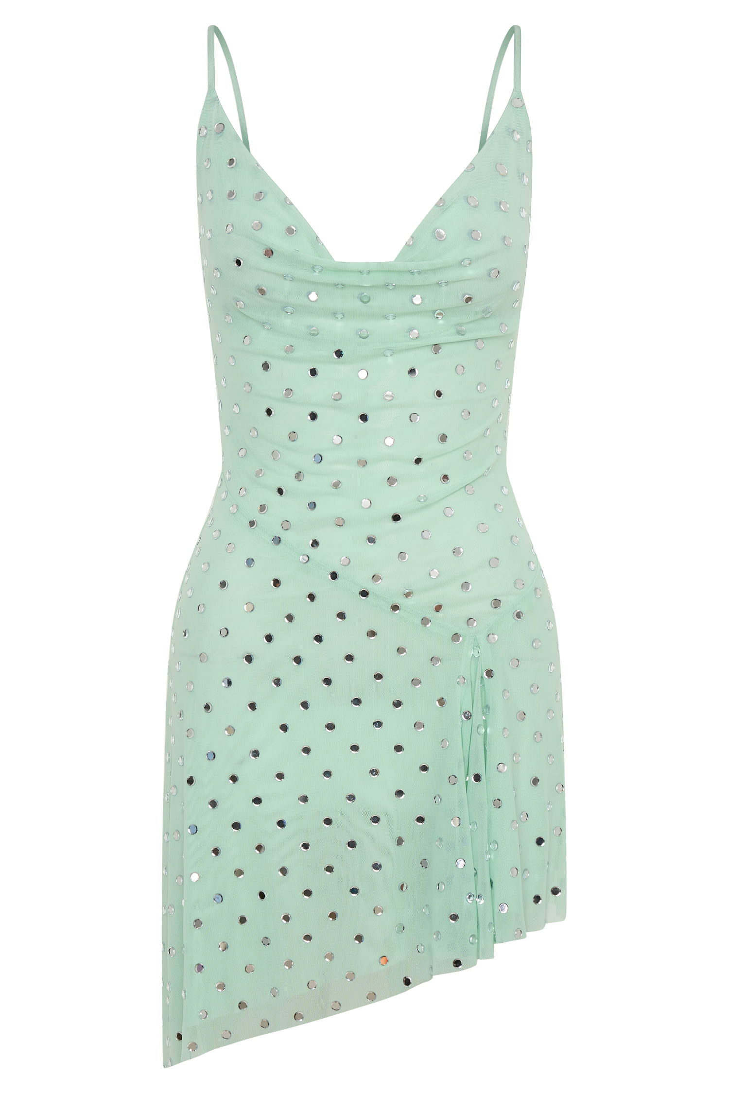 Zahra Diamante Cowl Mini Dress - Mint | MESHKI US Zahra Diamante Cowl Mini Dress - Mint | MESHKI US