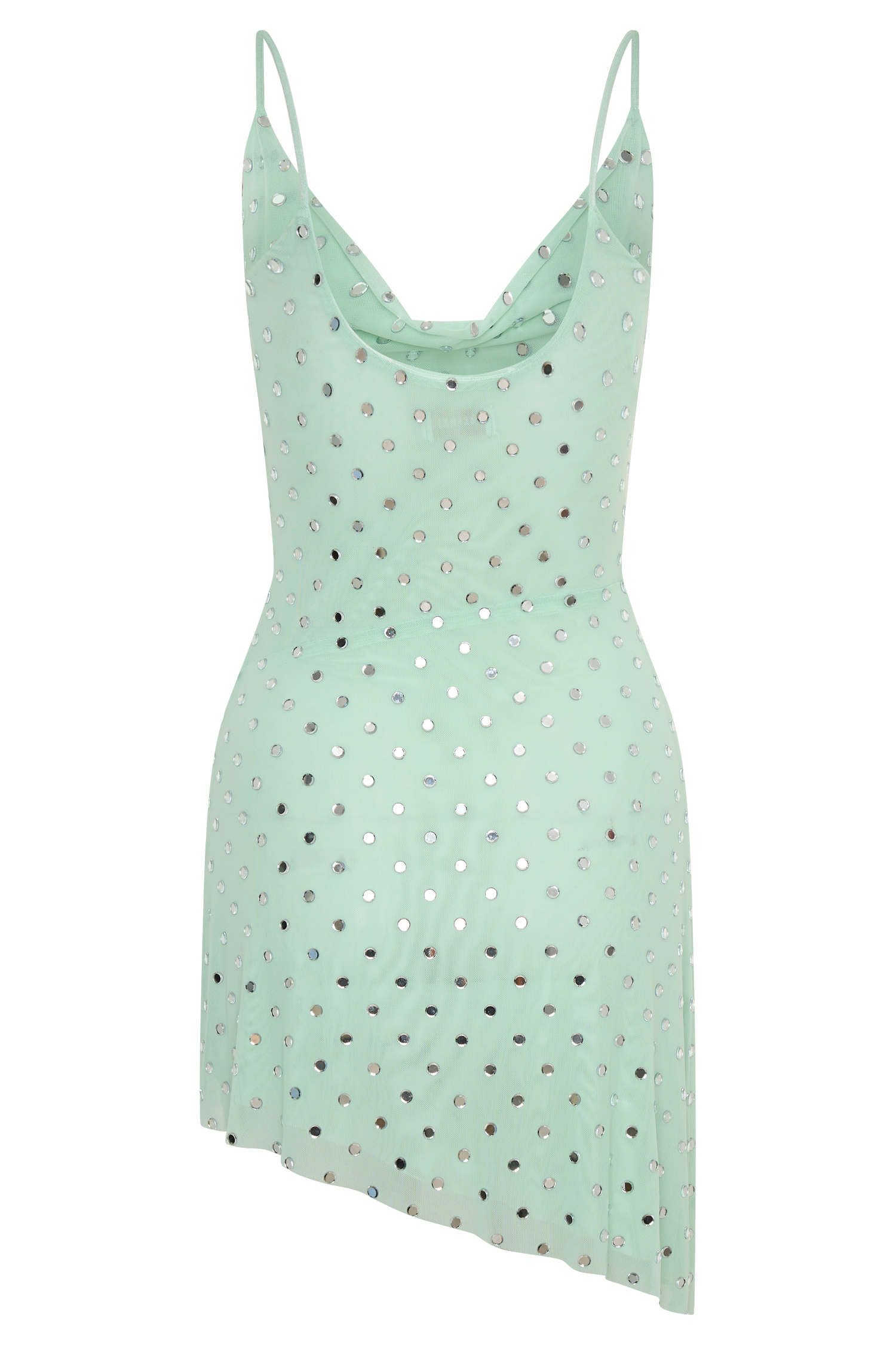 Zahra Diamante Cowl Mini Dress - Mint | MESHKI US Zahra Diamante Cowl Mini Dress - Mint | MESHKI US