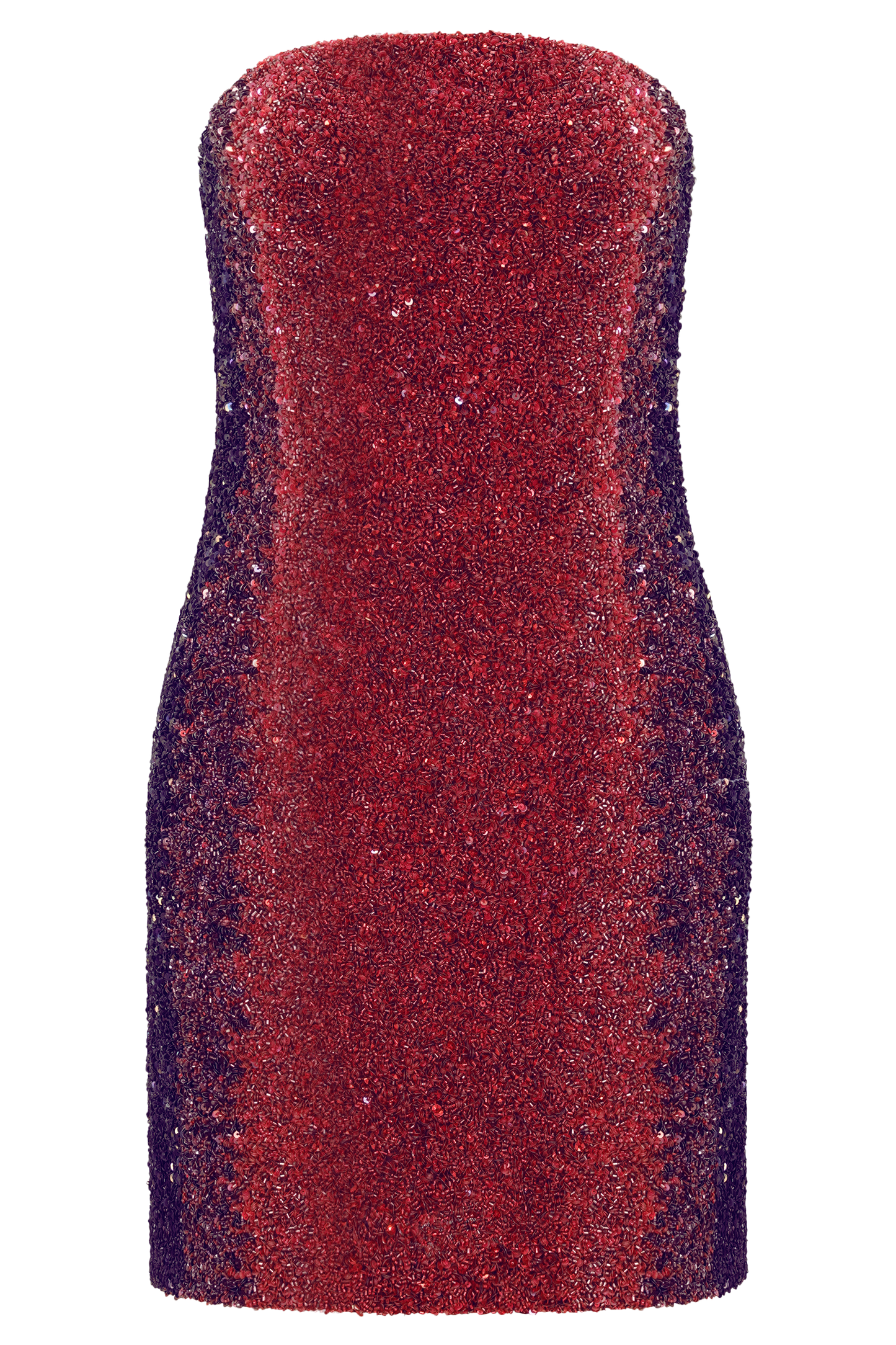 Zander Hand Beaded Strapless Mini Dress - Red Ombre