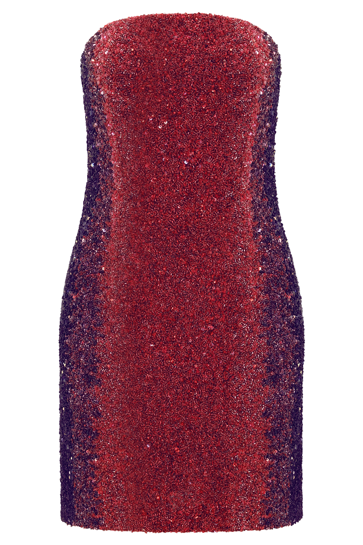 Zander Hand Beaded Strapless Mini Dress - Red Ombre #11