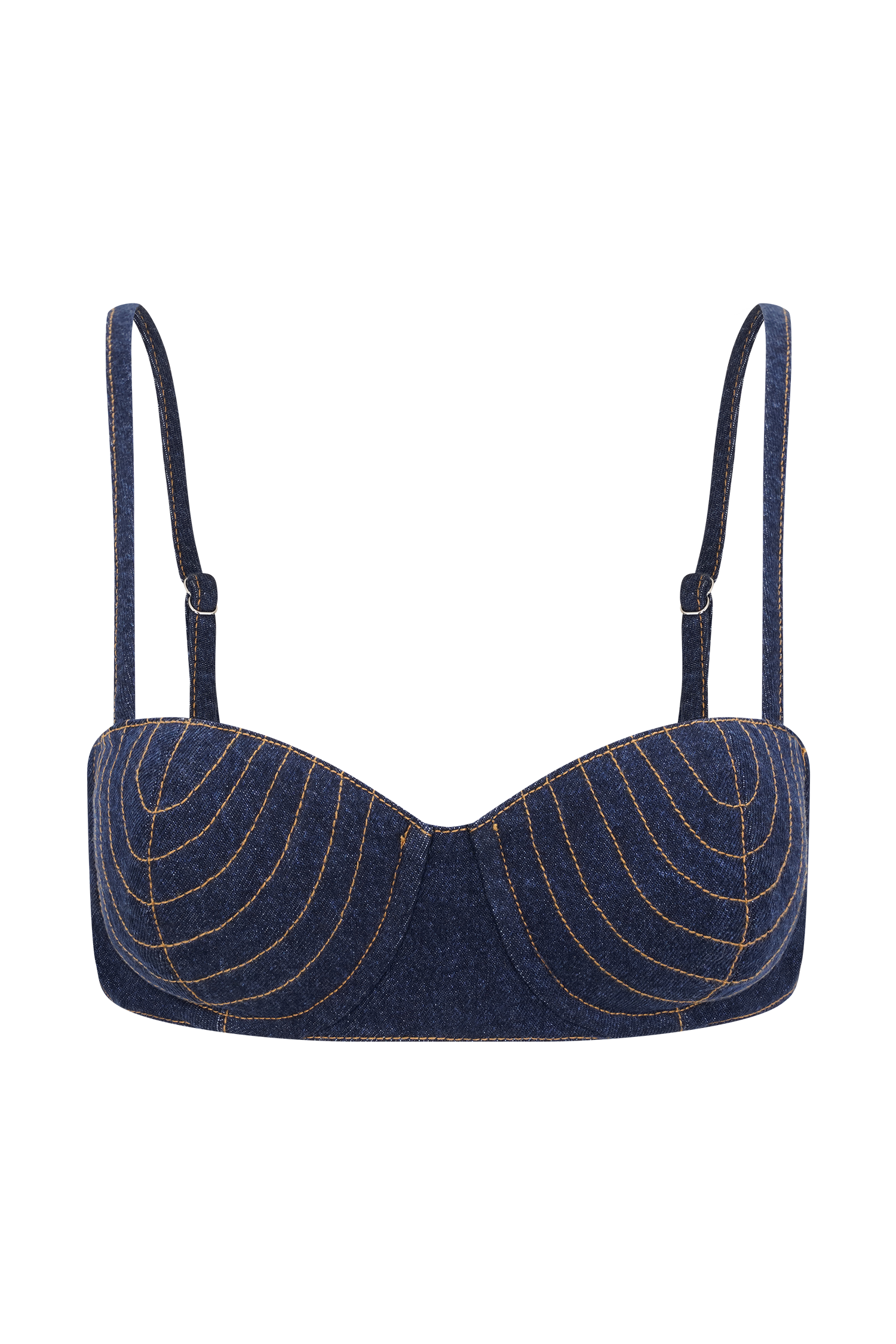 Belle Denim Cropped Bralette - Indigo Blue #9