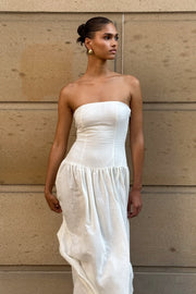 Caity Ribbed Halter Maxi Dress - White