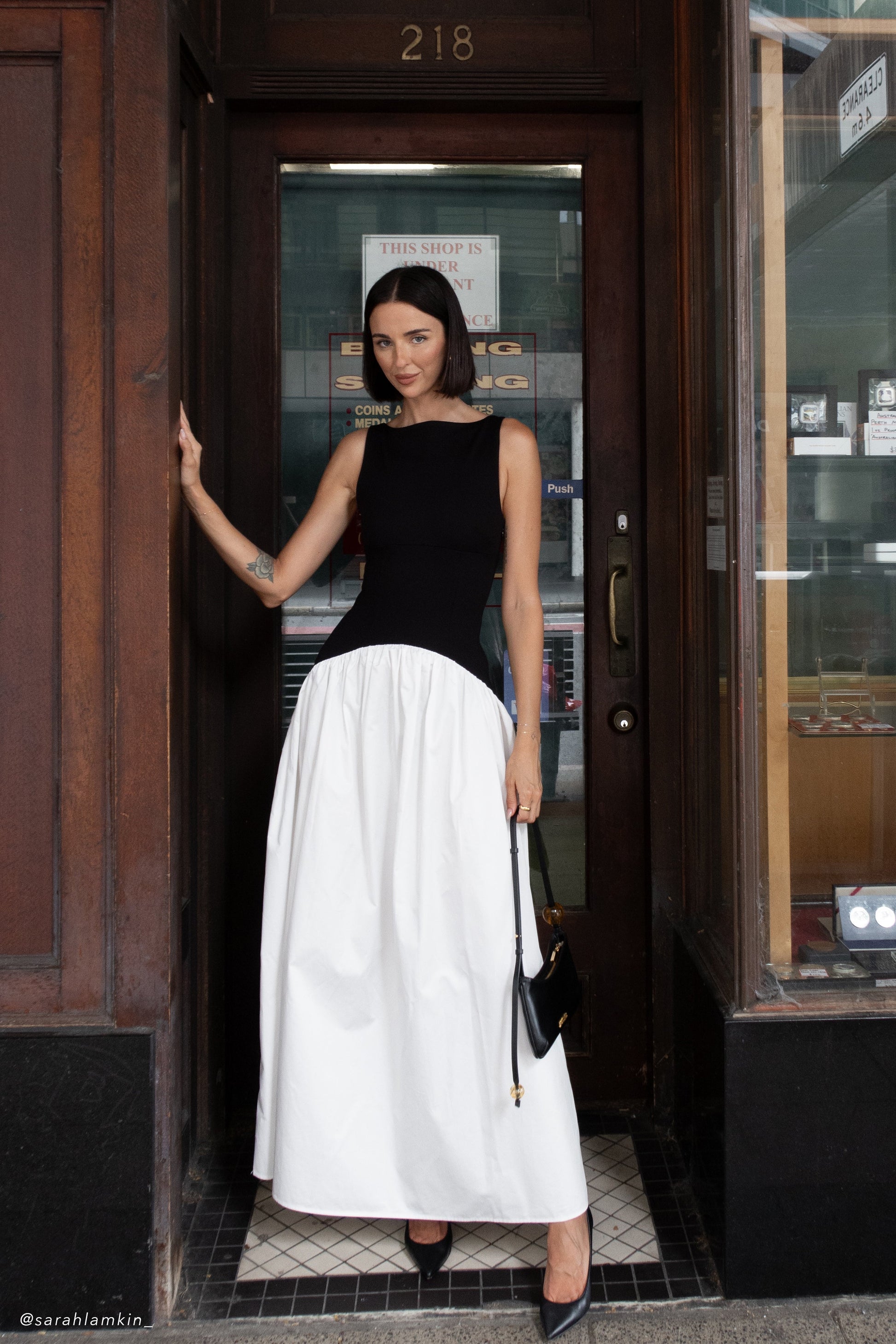 Acacia Contrast Sleeveless Maxi Dress - Black/White | MESHKI US Acacia Contrast Sleeveless Maxi Dress - Black/White | MESHKI US
