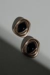 Eurydice Framed Stone Stud Earring - Gold/Navy