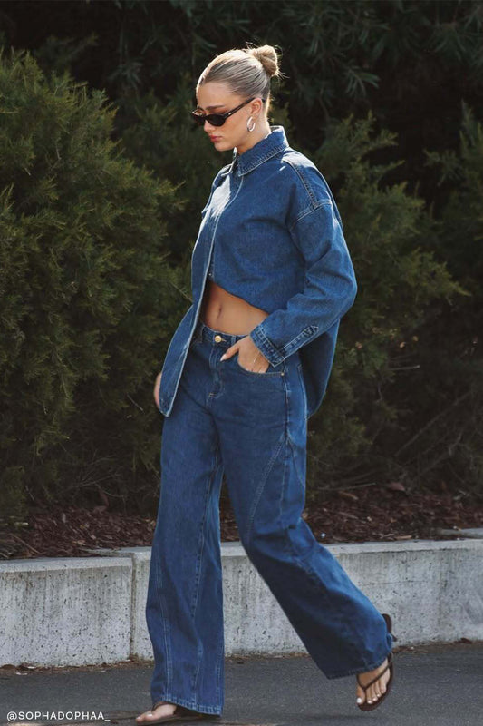 Georgette Mid Rise Paneled Denim Jeans - Dark Blue