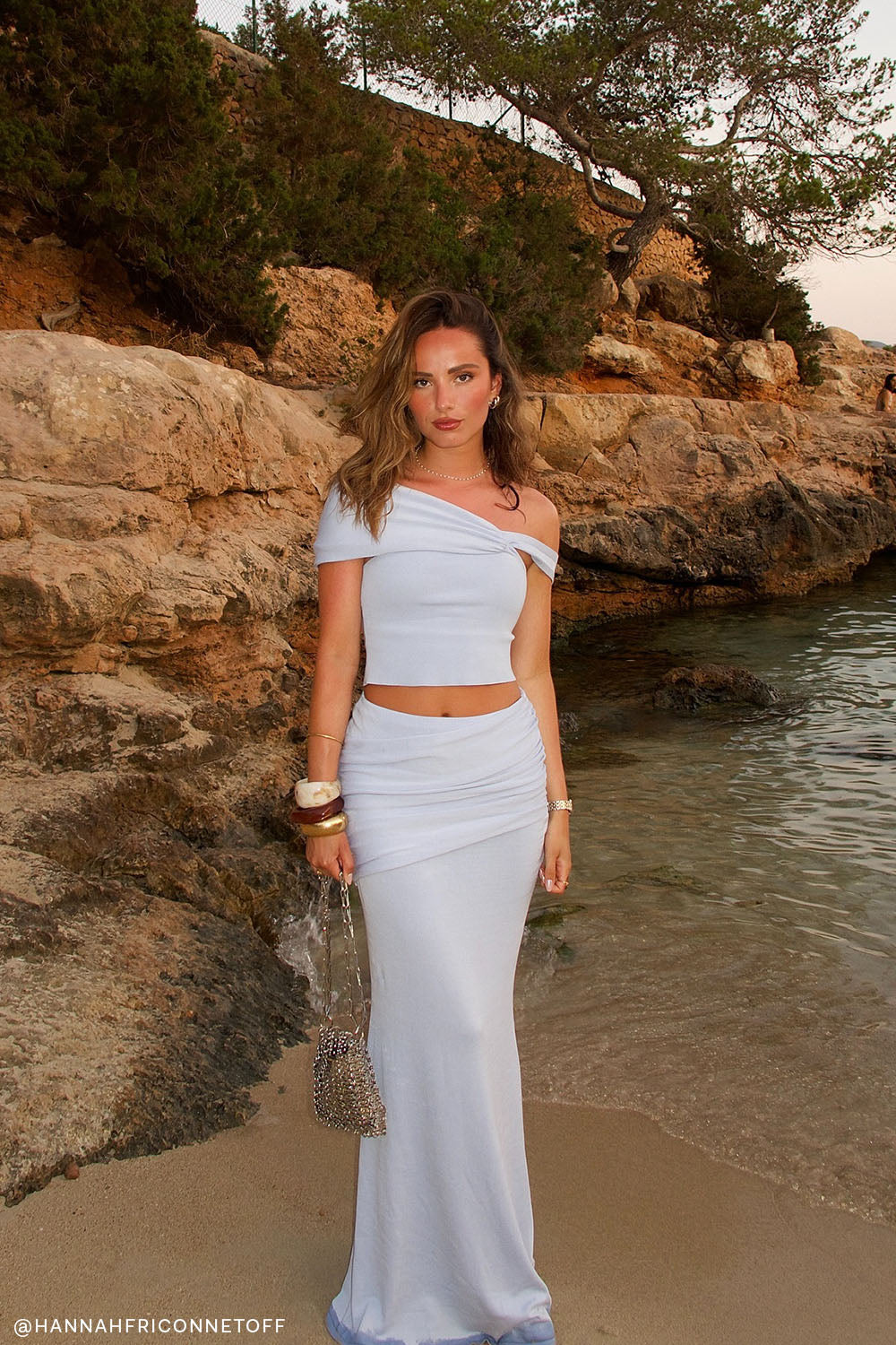 Irene Gathered Knit Maxi Skirt - Blue