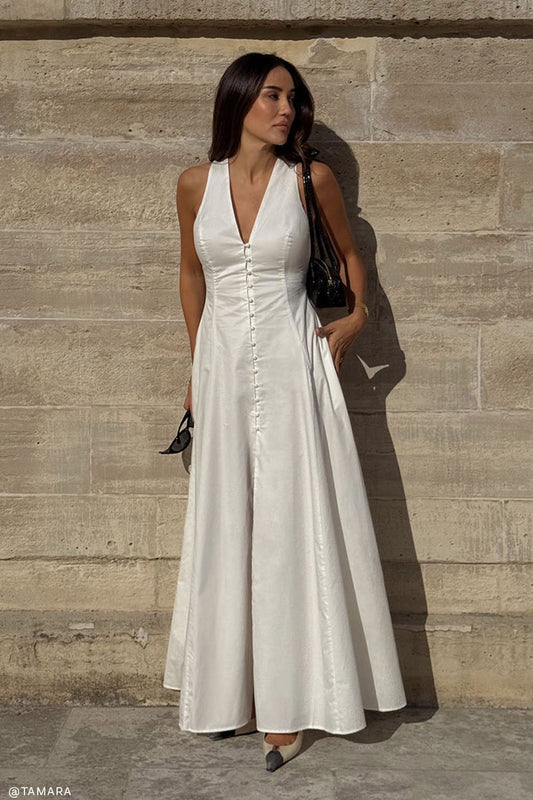 Sienna Button Down Maxi Dress - White