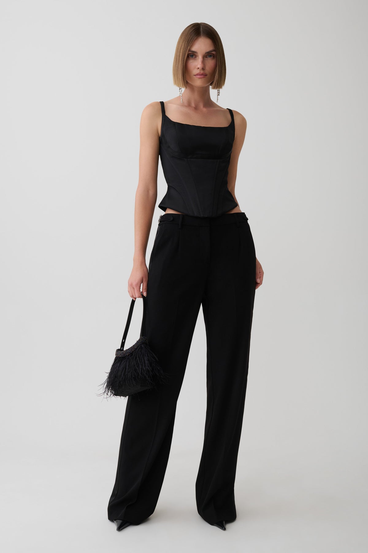 Melina Satin Peplum Corset Top - Black #6