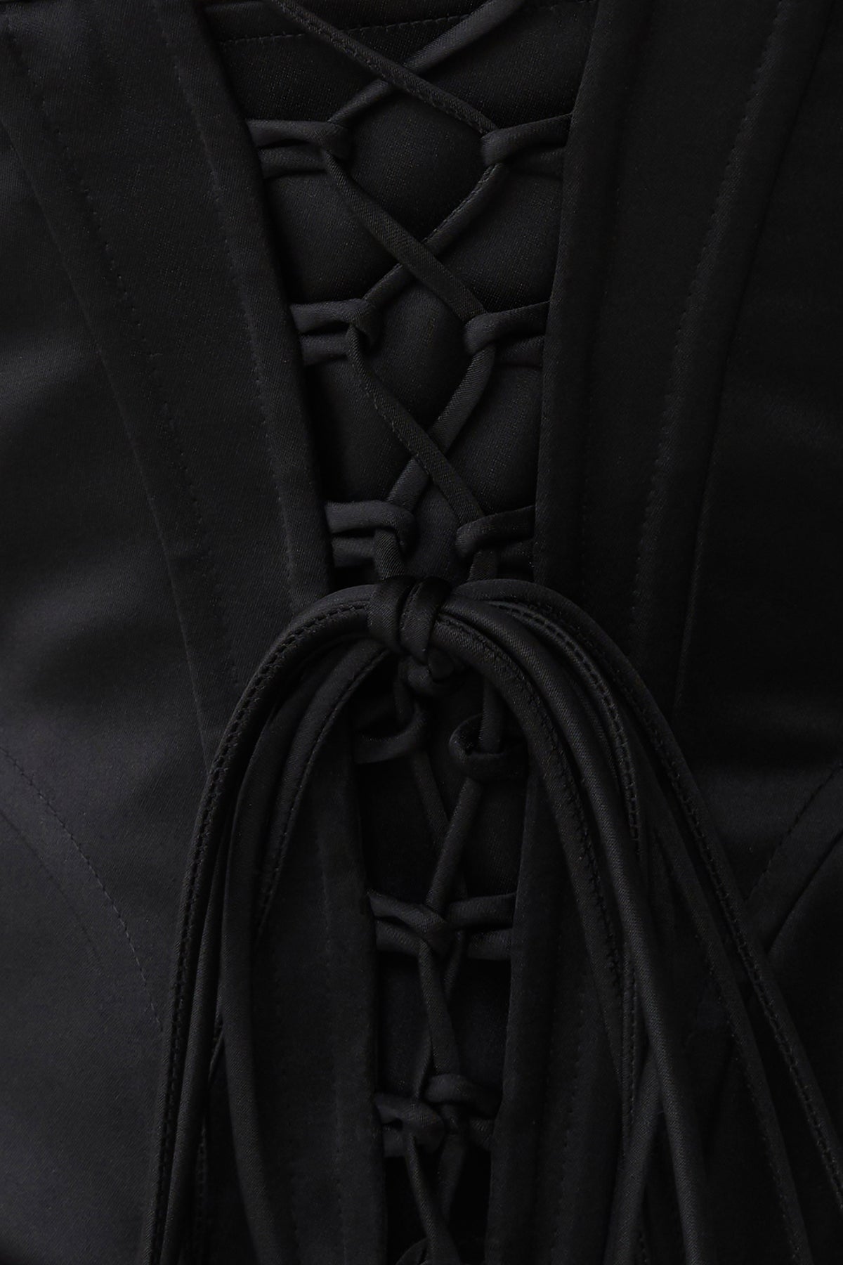 Melina Satin Peplum Corset Top - Black