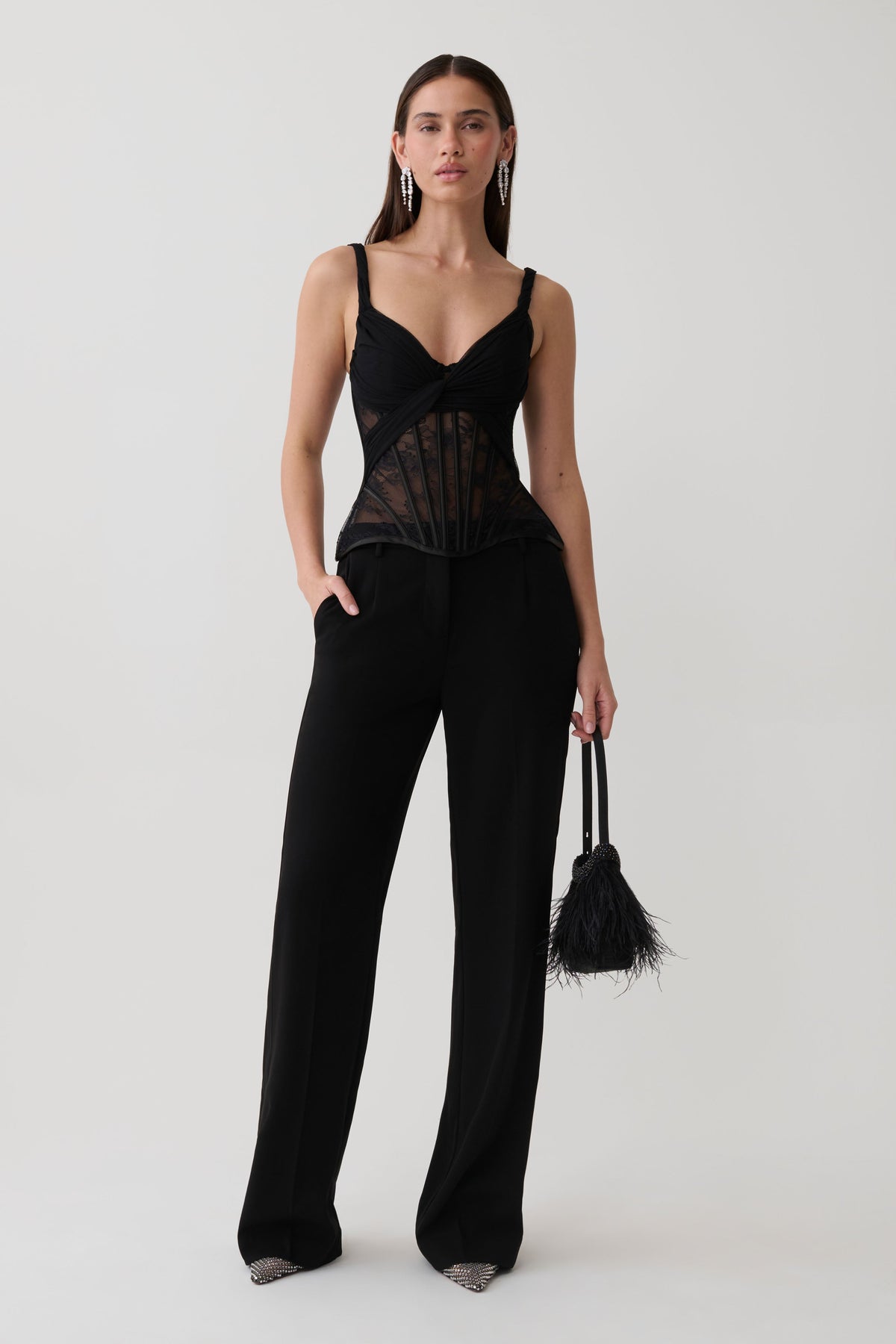 Nadia Tulle Boned Corset - Black #5