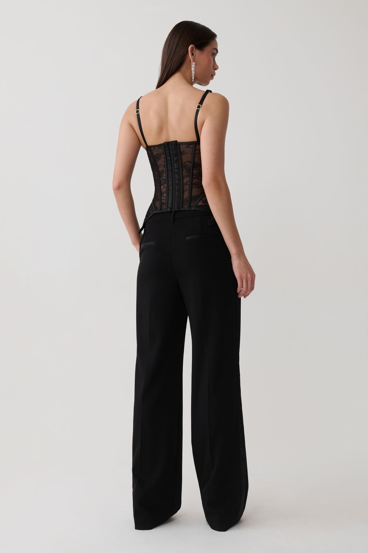 Nadia Tulle Boned Corset - Black #4