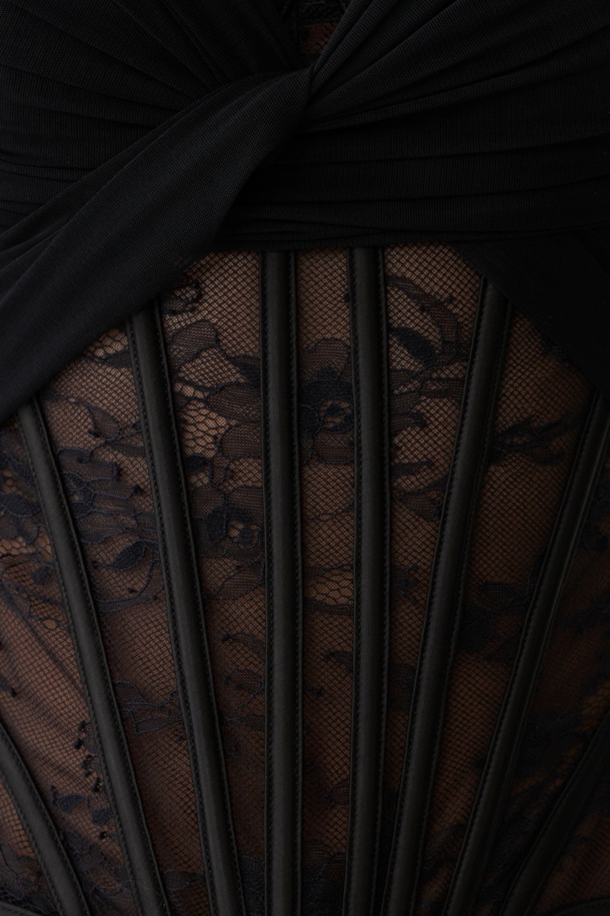 Nadia Tulle Boned Corset - Black