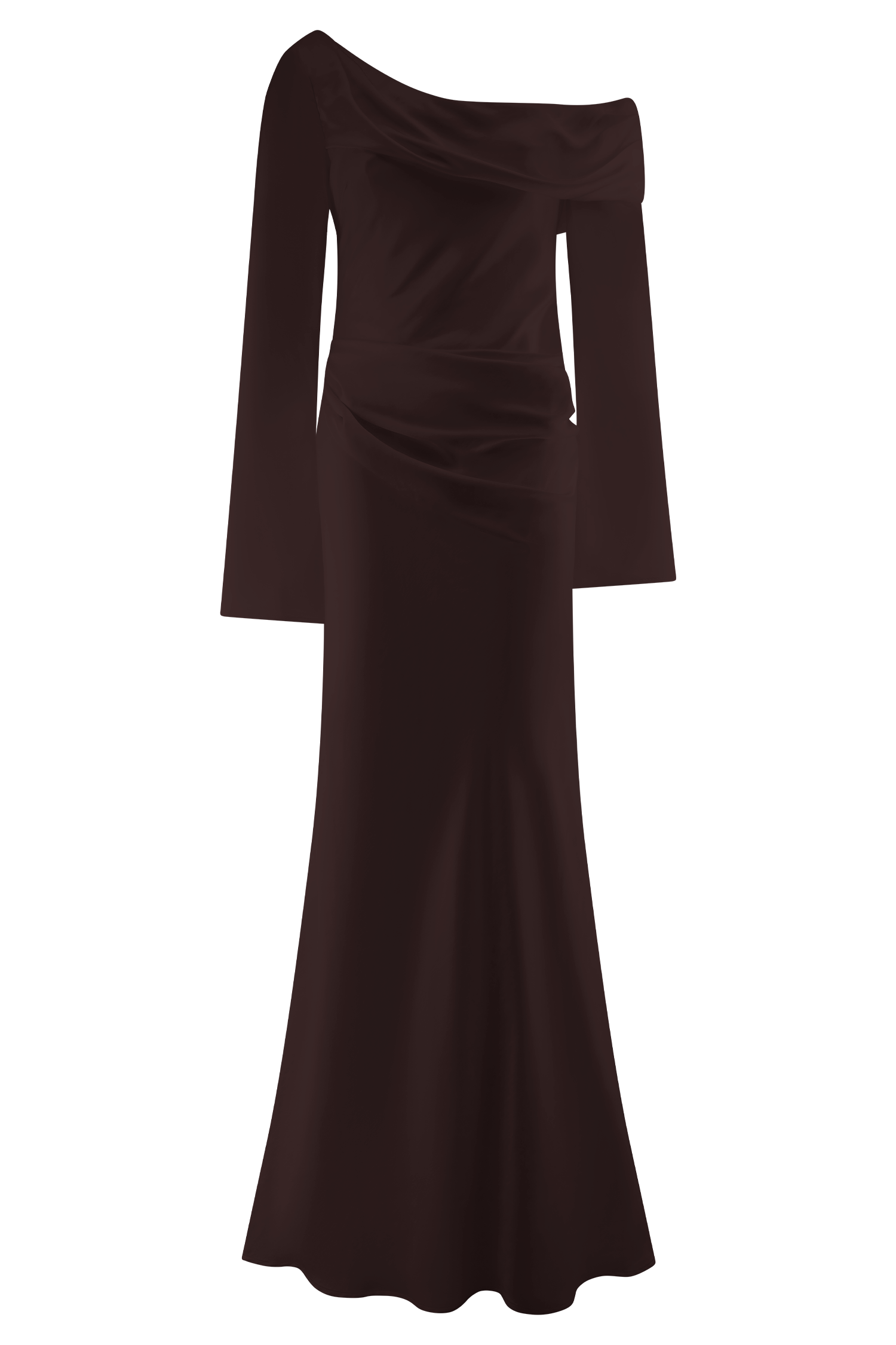 Iris Long Sleeve Satin Maxi Dress / Dark Chocolate | MESHKI