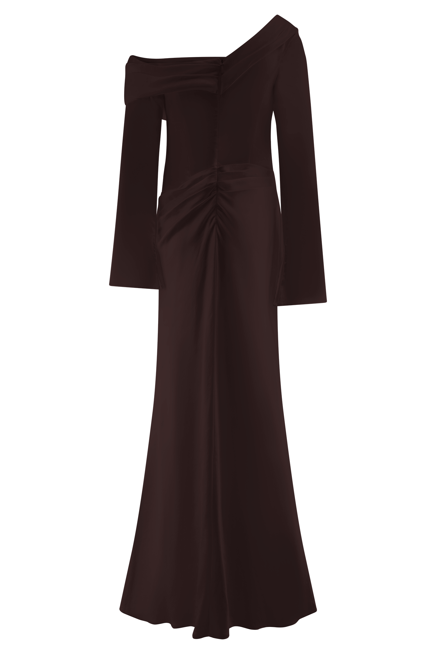 Iris Long Sleeve Satin Maxi Dress - Dark Chocolate | MESHKI US Iris Long Sleeve Satin Maxi Dress - Dark Chocolate | MESHKI US