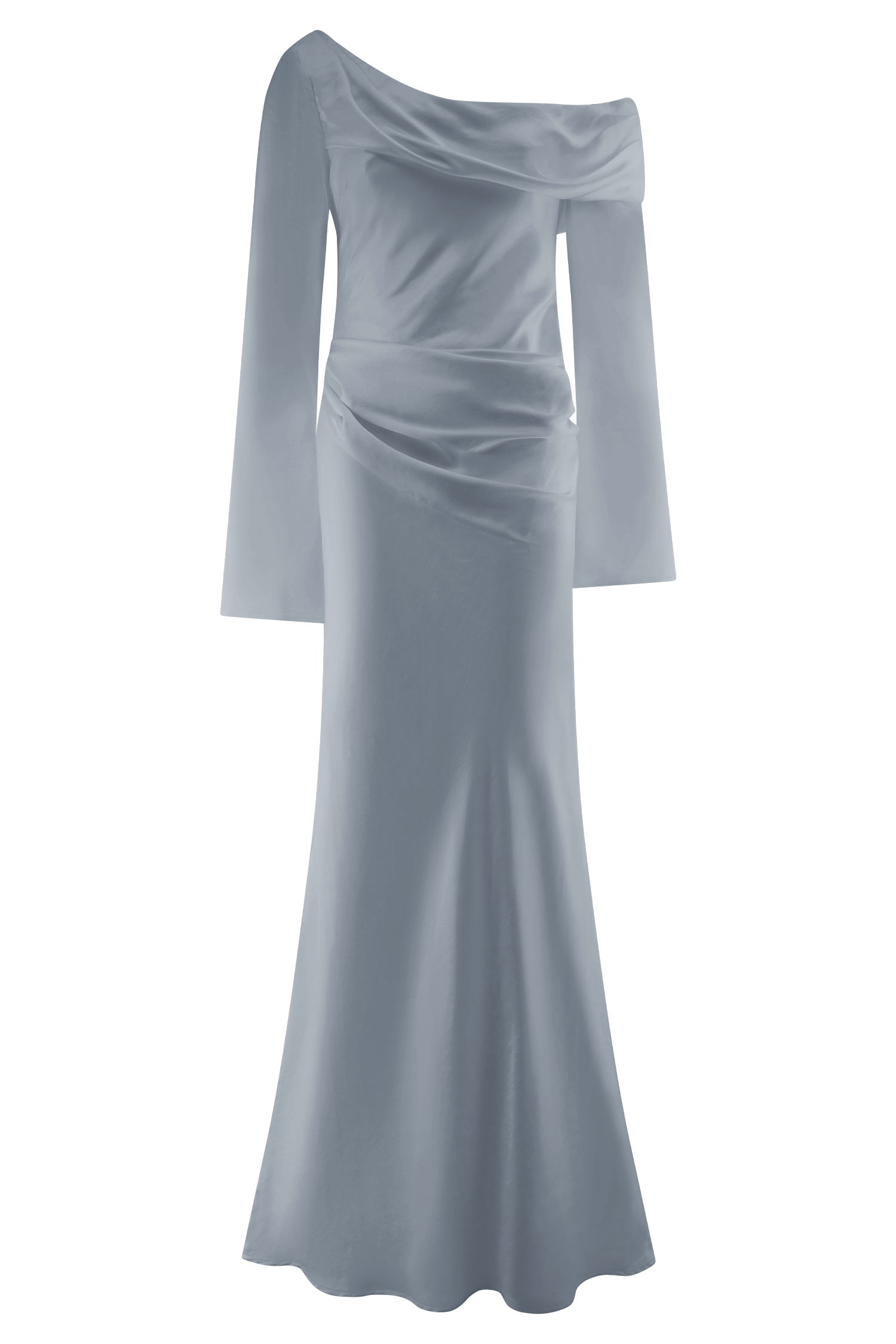 Iris Long Sleeve Satin Maxi Dress / Frosted Blue | Meshki | M Iris Long Sleeve Satin Maxi Dress / Frosted Blue | Meshki | M