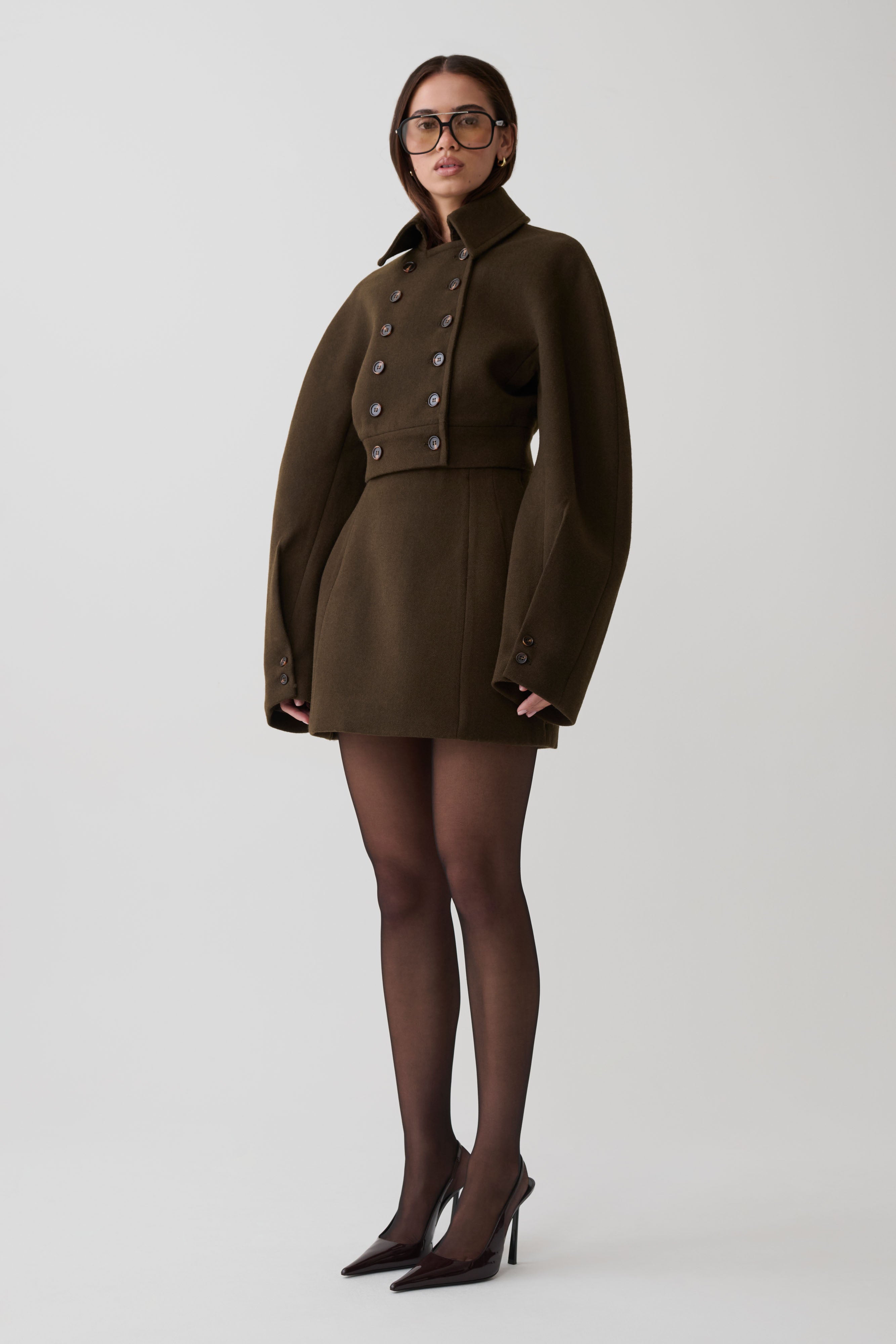 Jemima Cropped Jacket - Chocolate | MESHKI US