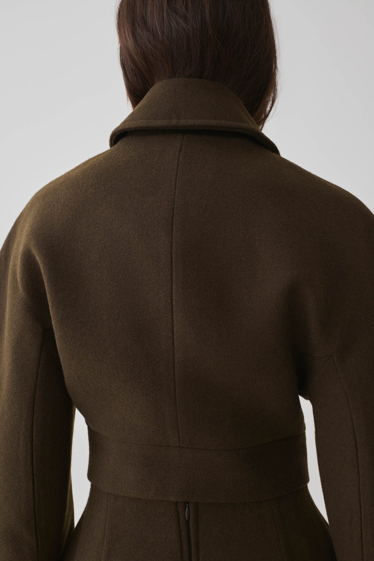 Jemima Wool Blend Cropped Jacket - Chocolate