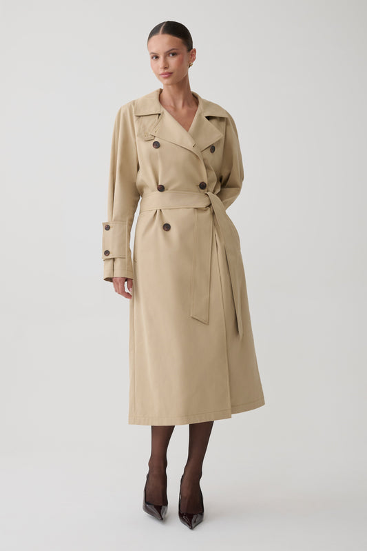 Dillon Oversized Trench Coat - Stone
