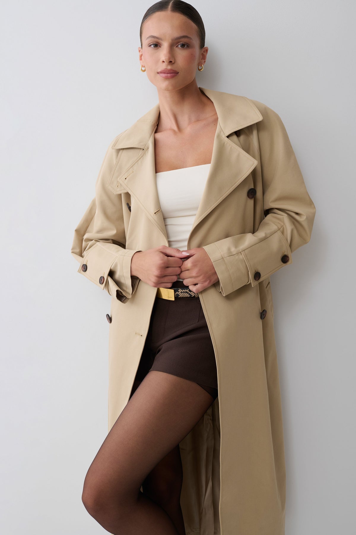 Dillon Oversized Trench Coat - Stone