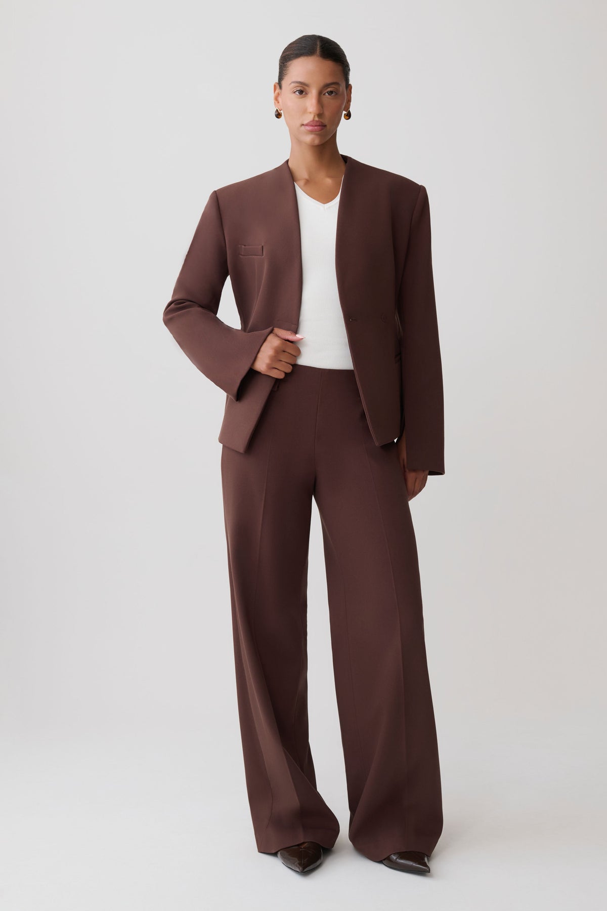 Katherine Suiting Structured Blazer - Dark Chocolate #7