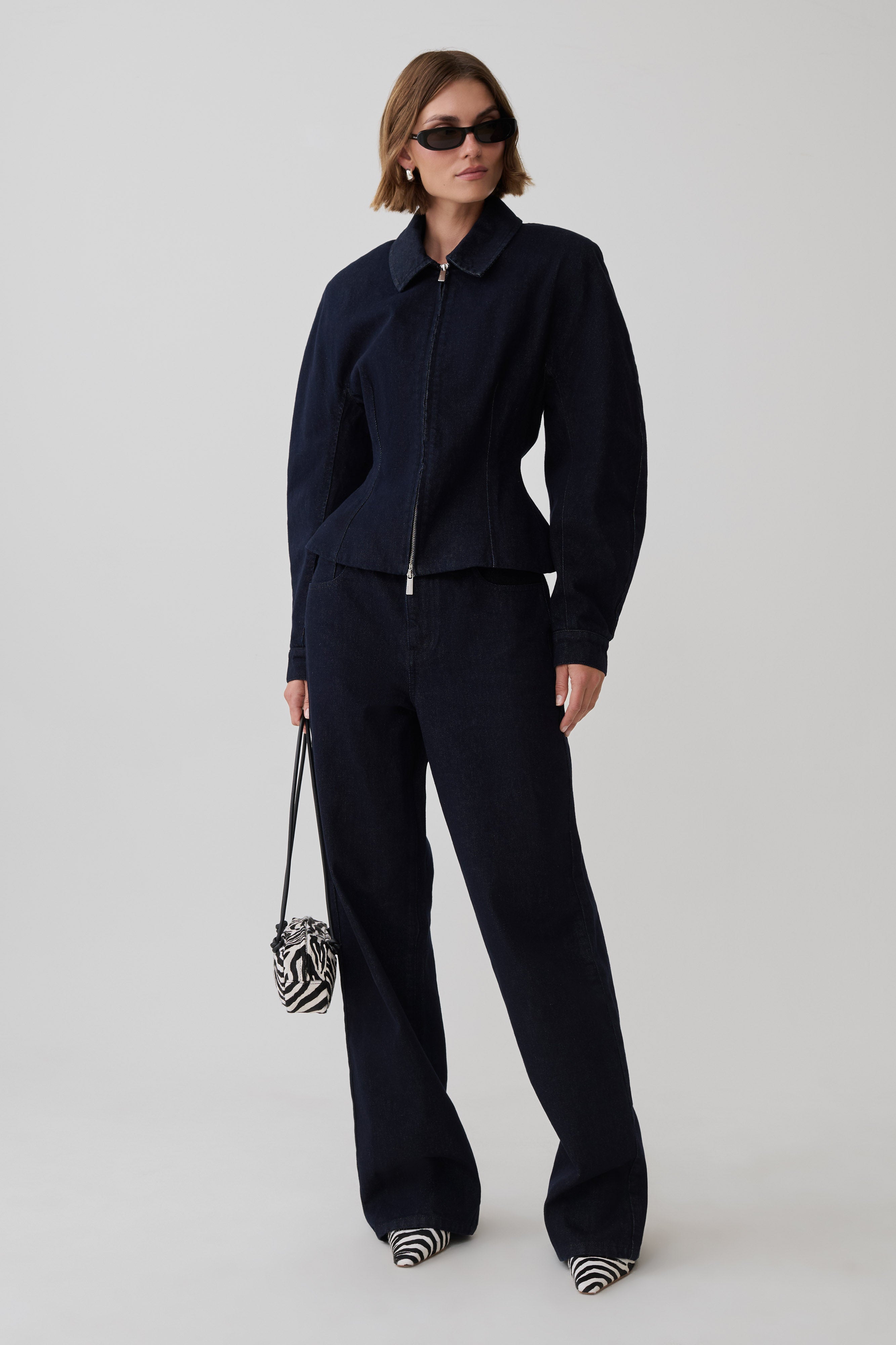Mariah Denim Zip Jacket - Dark Indigo | MESHKI US