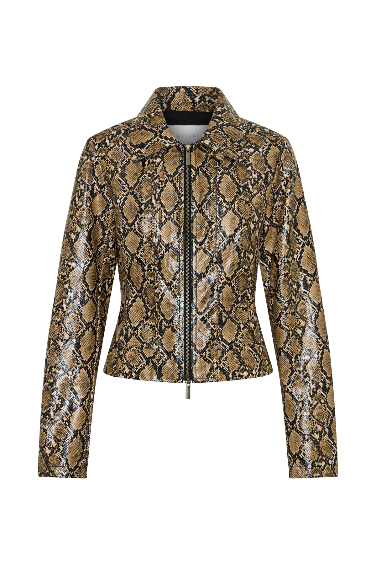 Bonnie Faux Leather Zip Up Jacket - Snake Print