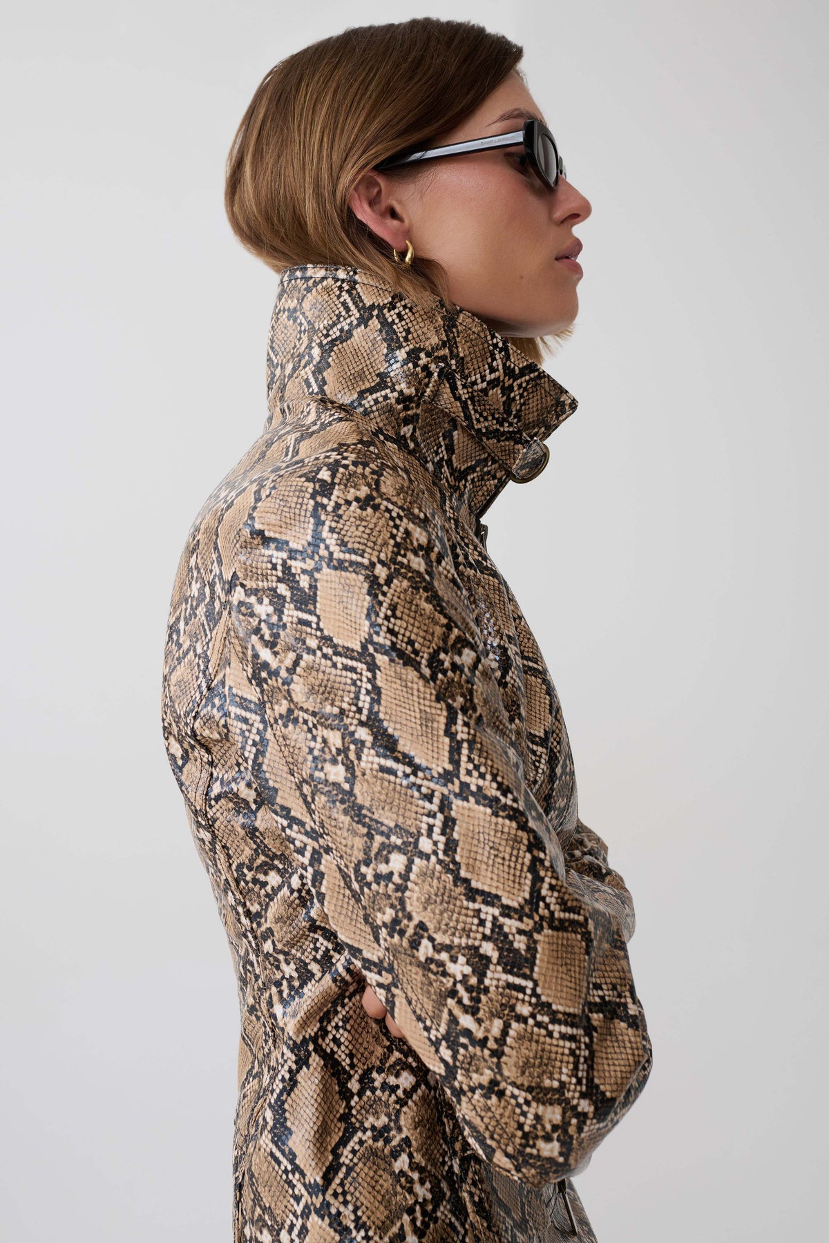 Bonnie Faux Leather Zip Up Jacket - Snake Print #4