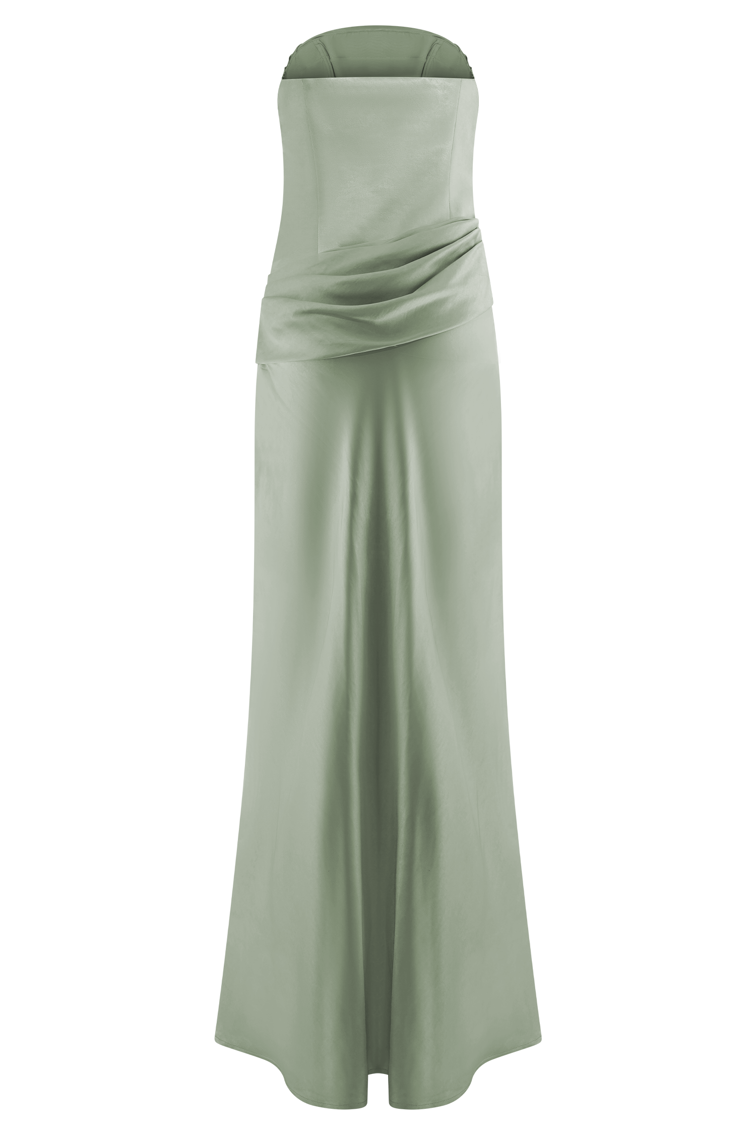 Jasmine Strapless Satin Maxi Dress / Sage | MESHKI