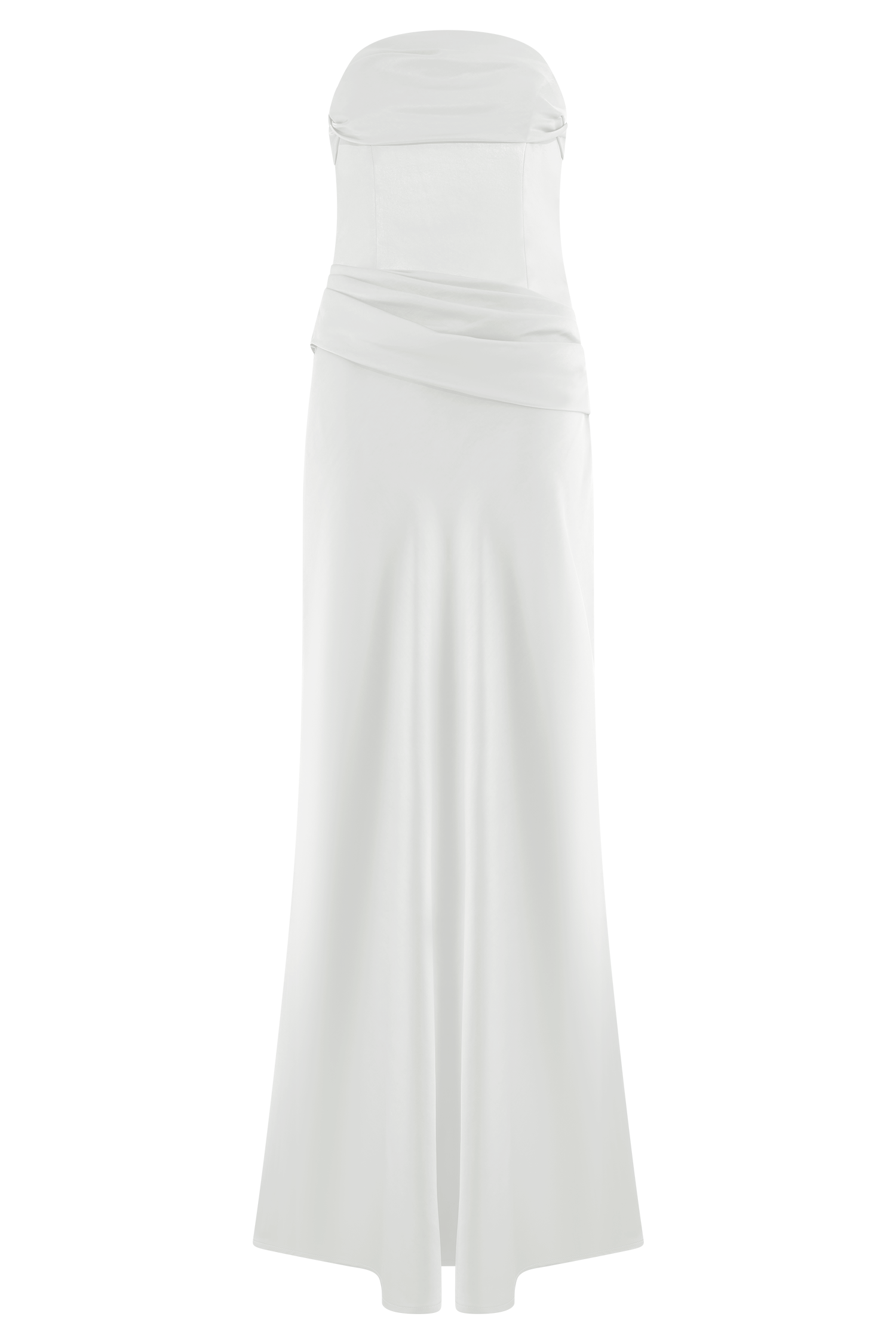 strapless plus size white dress Jasmine Strapless Satin Maxi Dress - White