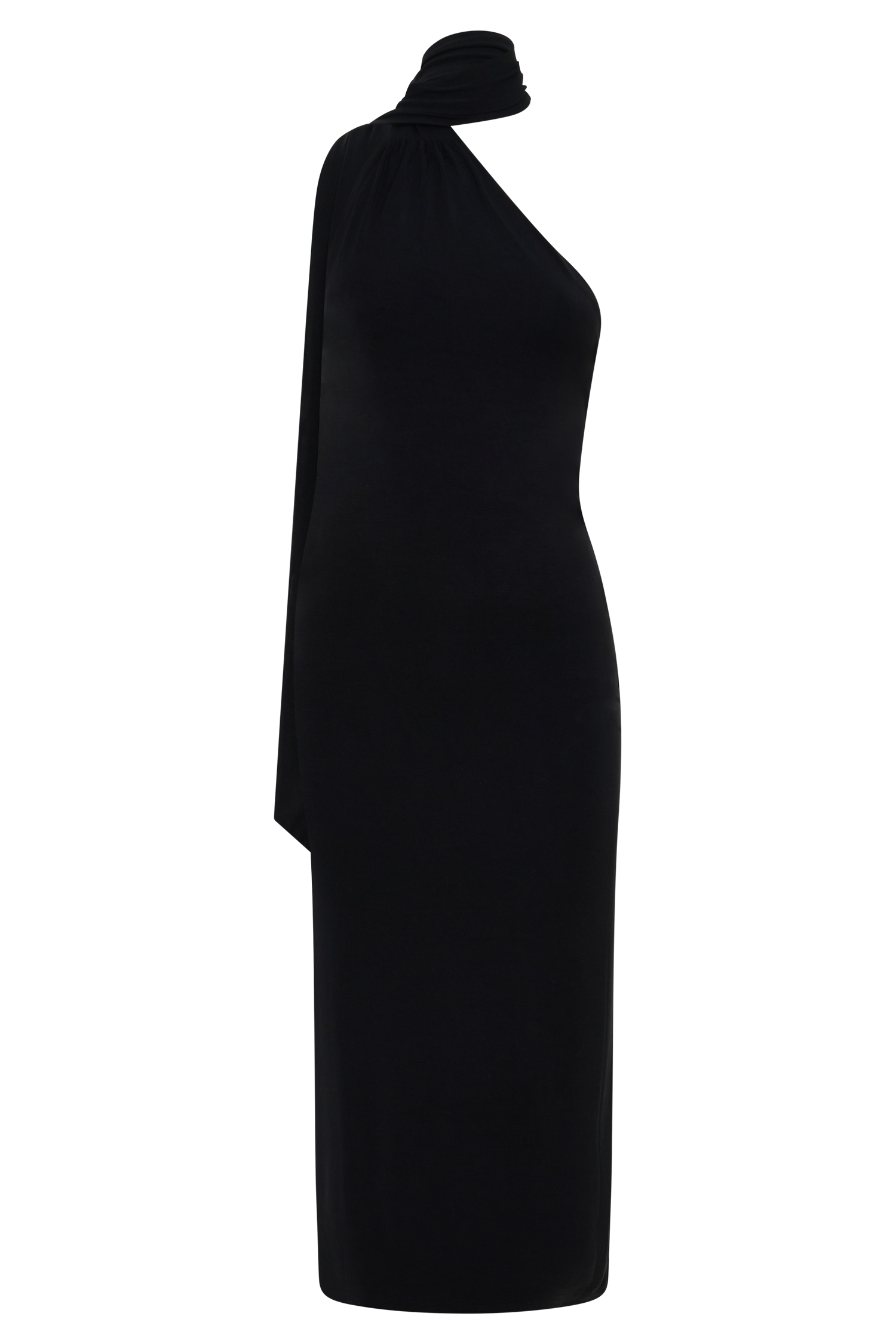 Jemma One Shoulder Tie Midi Dress / Black | MESHKI