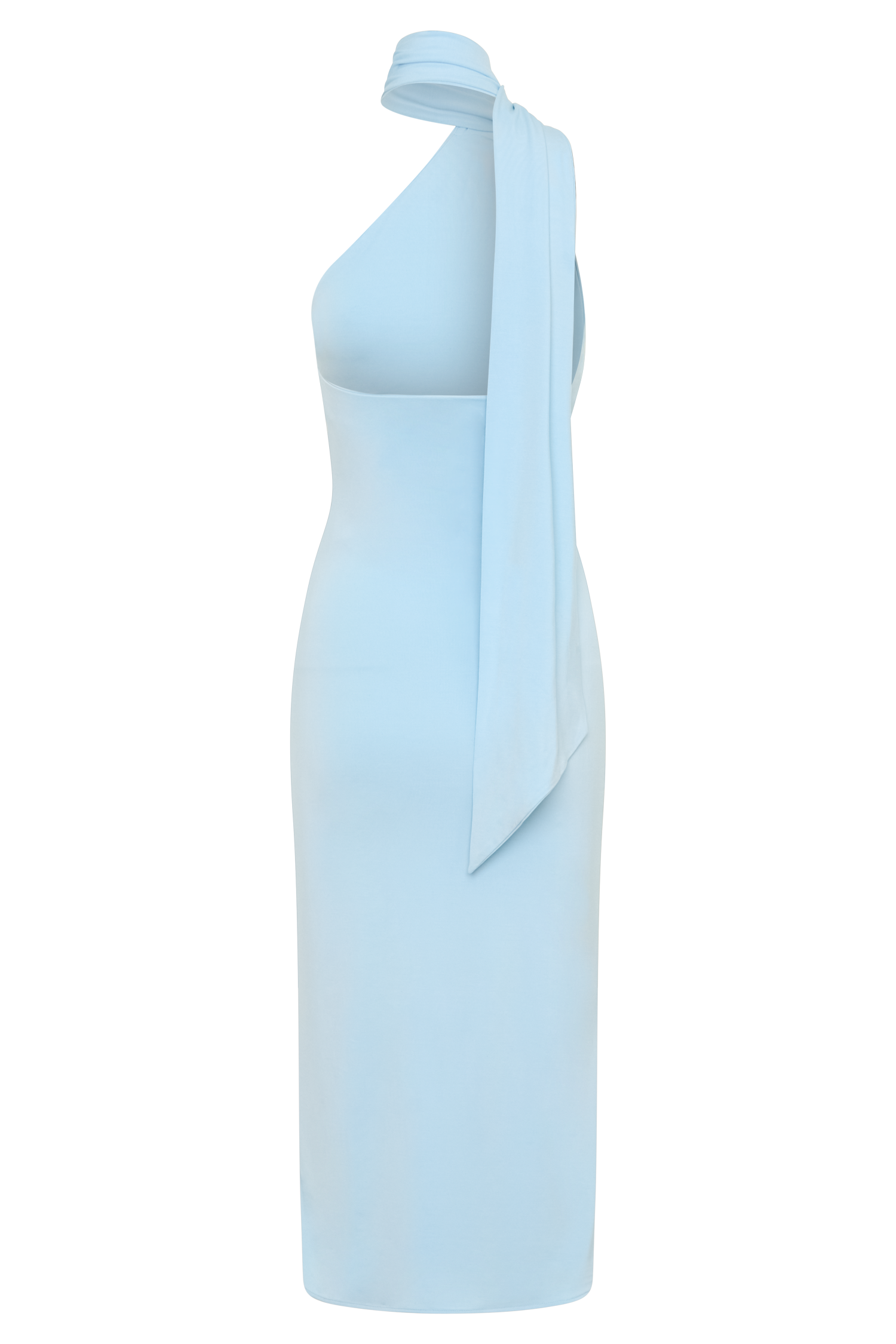 Jemma One Shoulder Tie Midi Dress / Pale Blue | MESHKI
