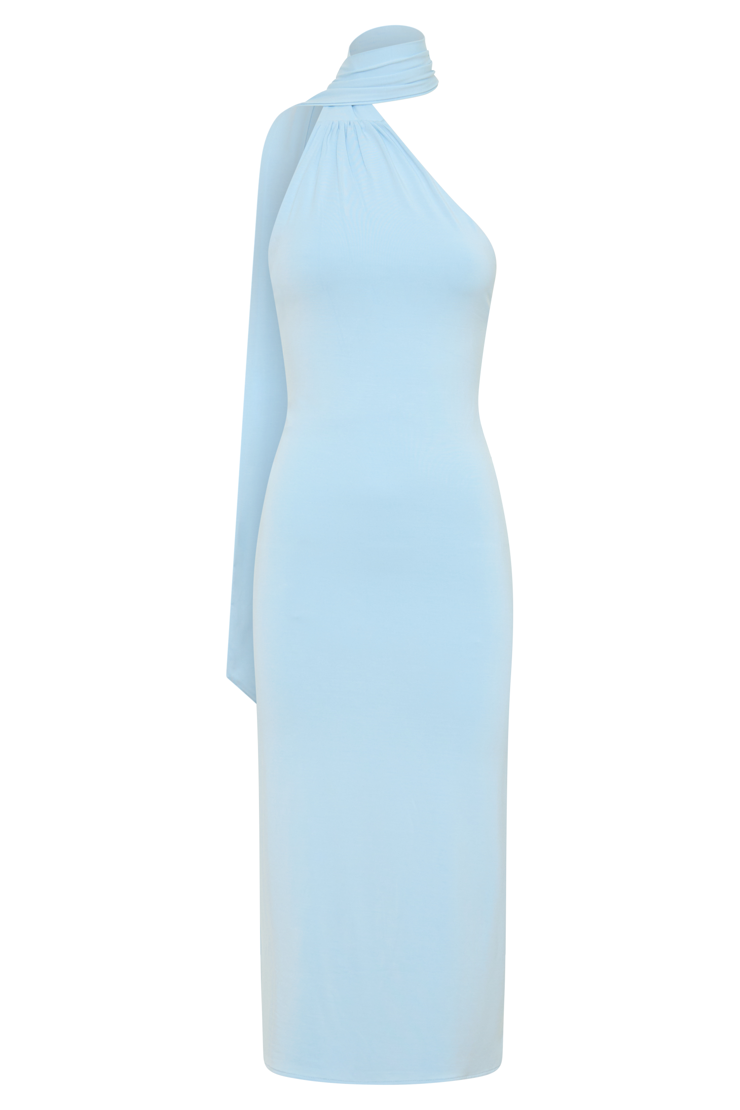 Jemma One Shoulder Tie Midi Dress / Pale Blue | MESHKI