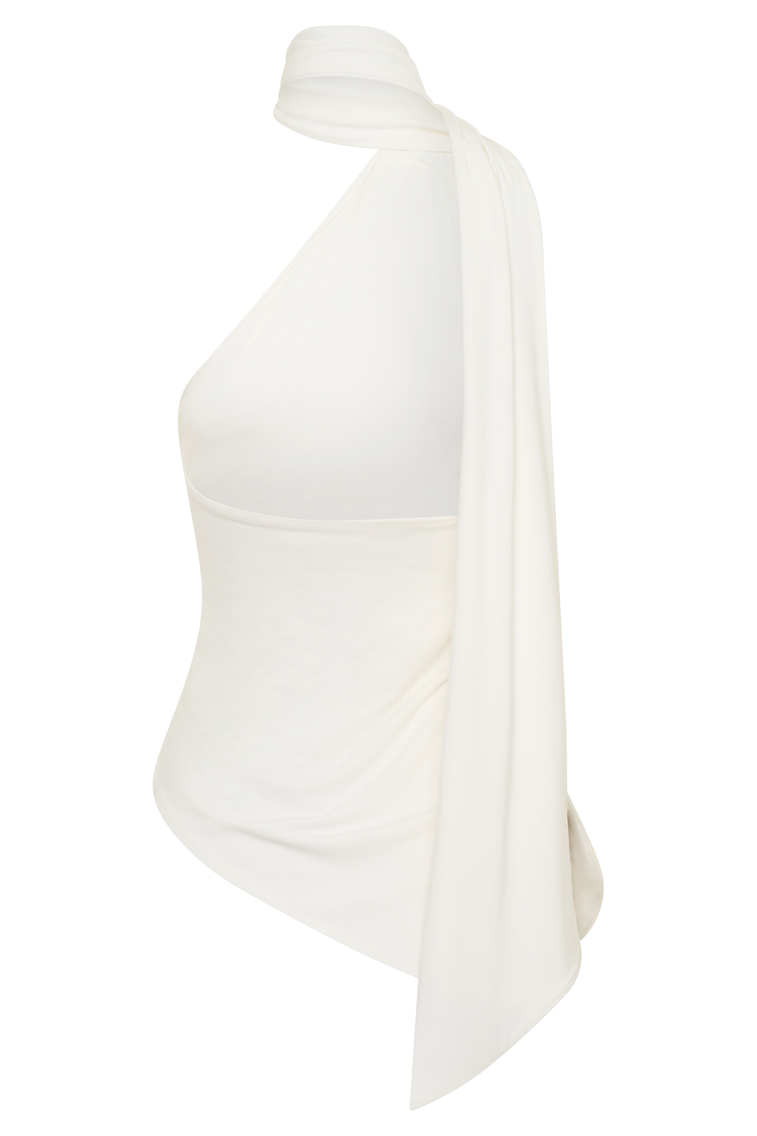 Jemma One Shoulder Tie Top - White | MESHKI US