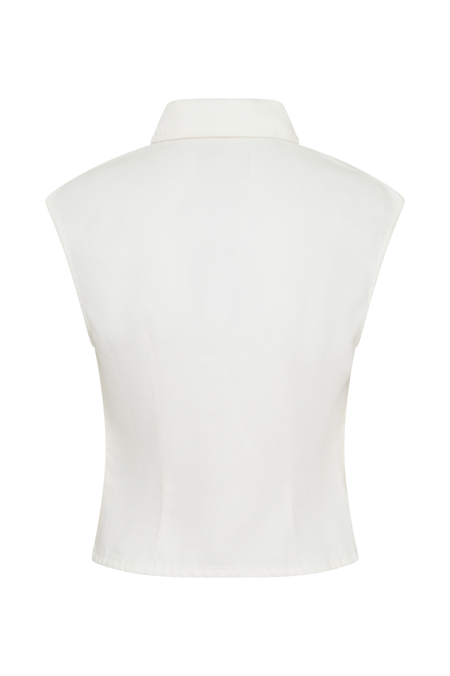 Jeremy Collared Denim Longline Top - White #7